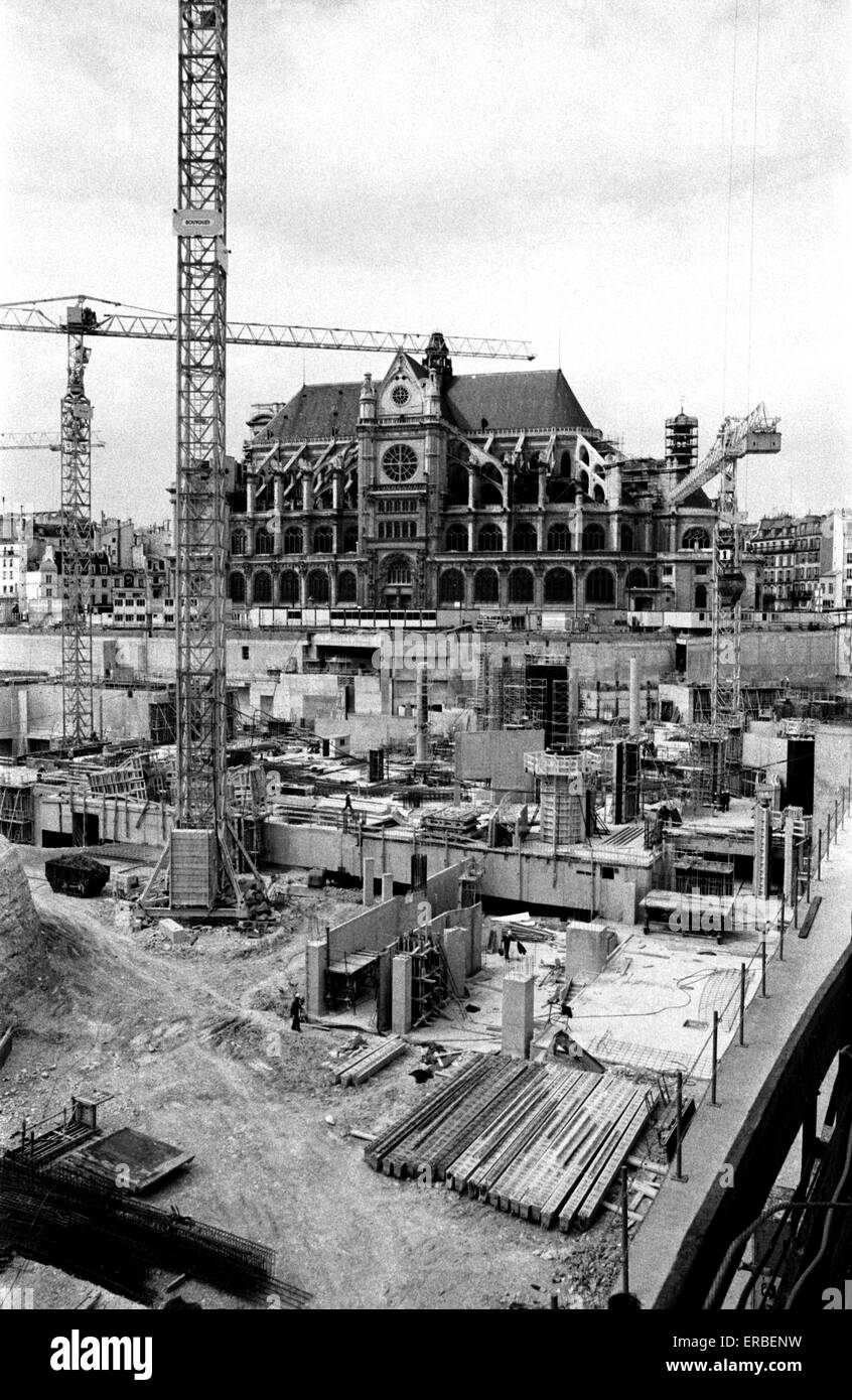 Les halles paris construction Black and White Stock Photos Les halles paris construction Black and White Stock Photos