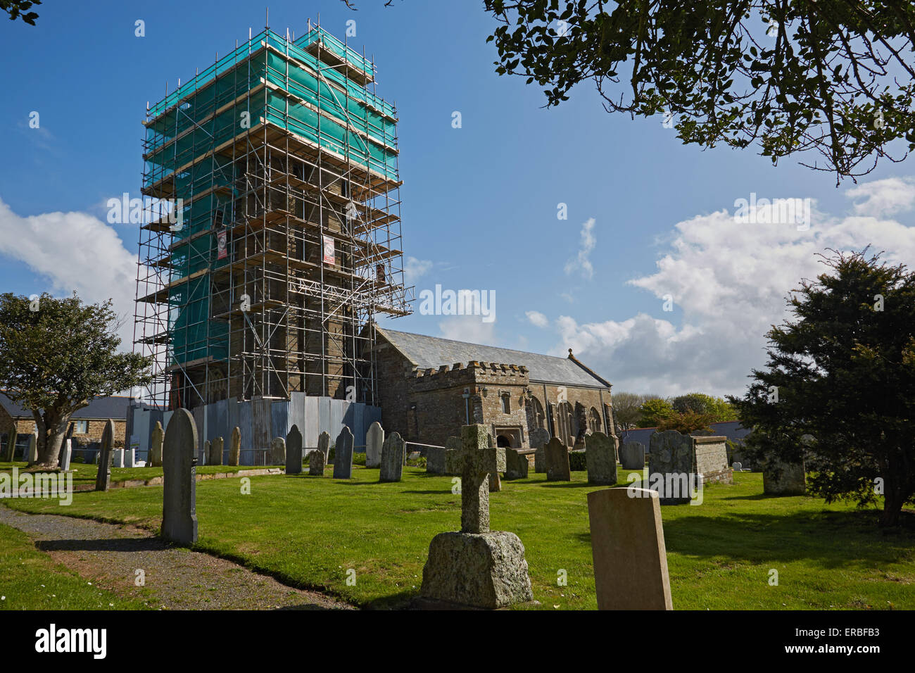 Thurlestone Church. The Church of All Saints, during restoration. Stock Photo