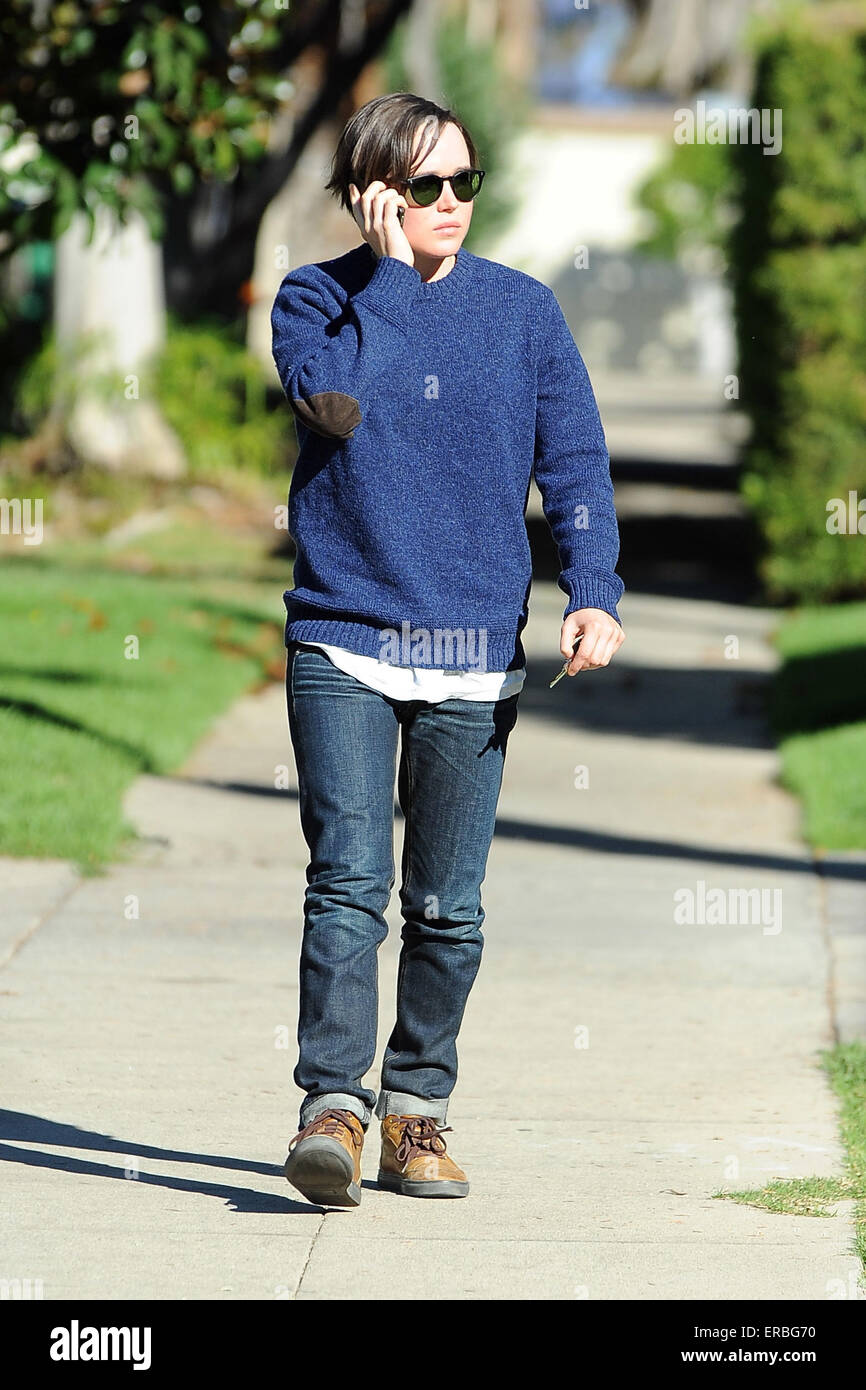 Ellen Page on the phone out and about in Los Angeles  Featuring: Ellen Page Where: Los Angeles, California, United States When: 26 Nov 2014 Credit: Sharppix/WENN.com Stock Photo