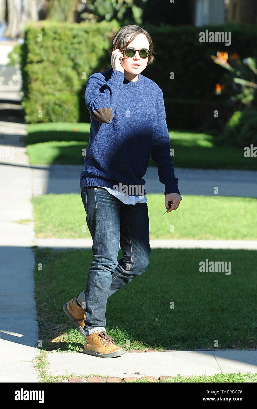 Ellen Page on the phone out and about in Los Angeles  Featuring: Ellen Page Where: Los Angeles, California, United States When: 26 Nov 2014 Credit: Sharppix/WENN.com Stock Photo