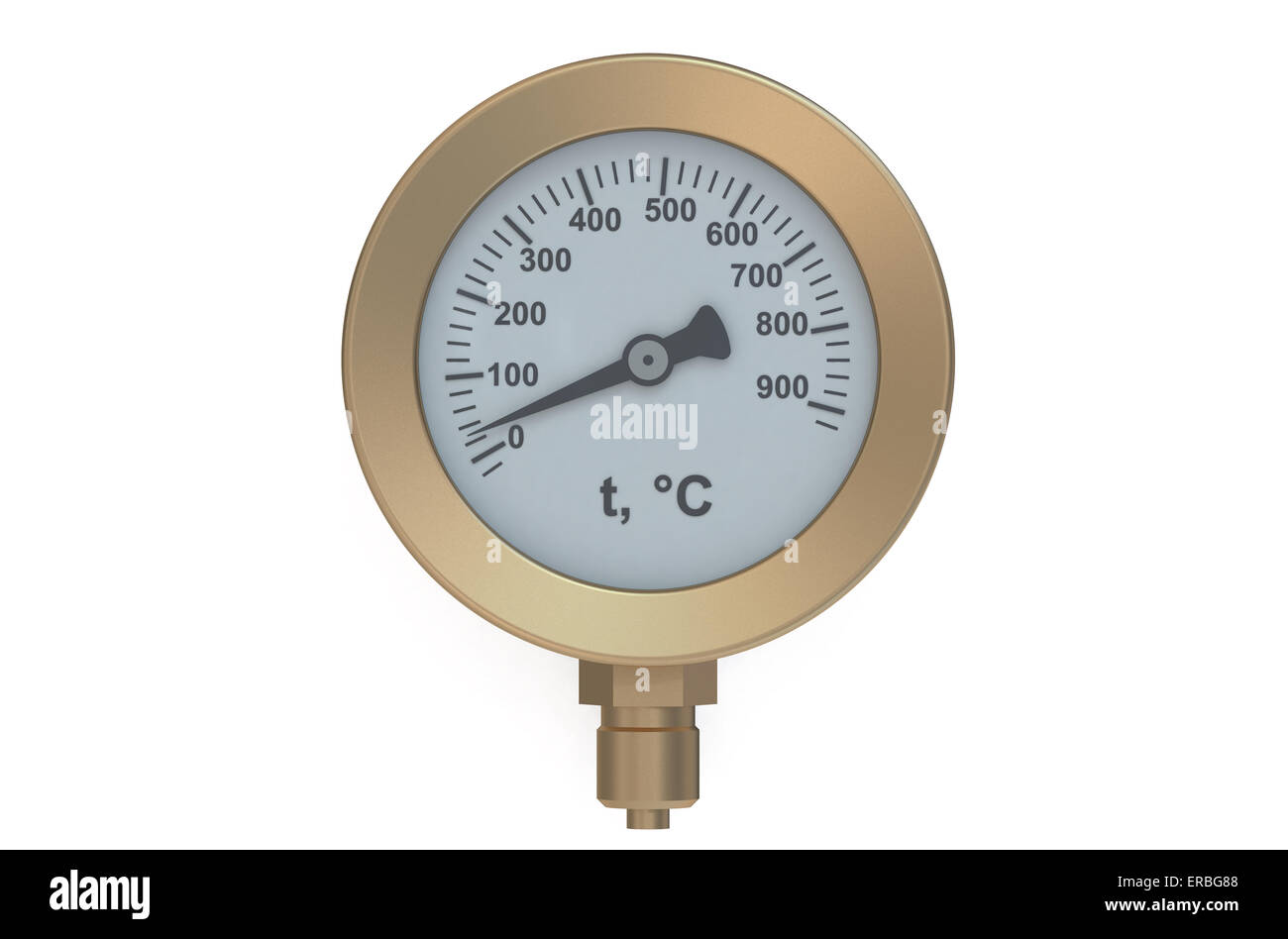 temperature meter gauge from bronze isolated on white background Stock