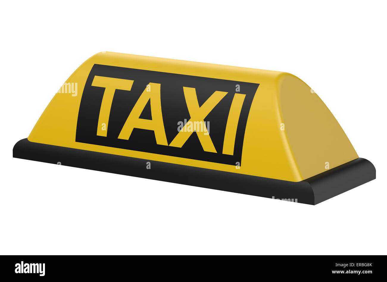 Yellow taxi car signboard isolated on white background Stock Photo