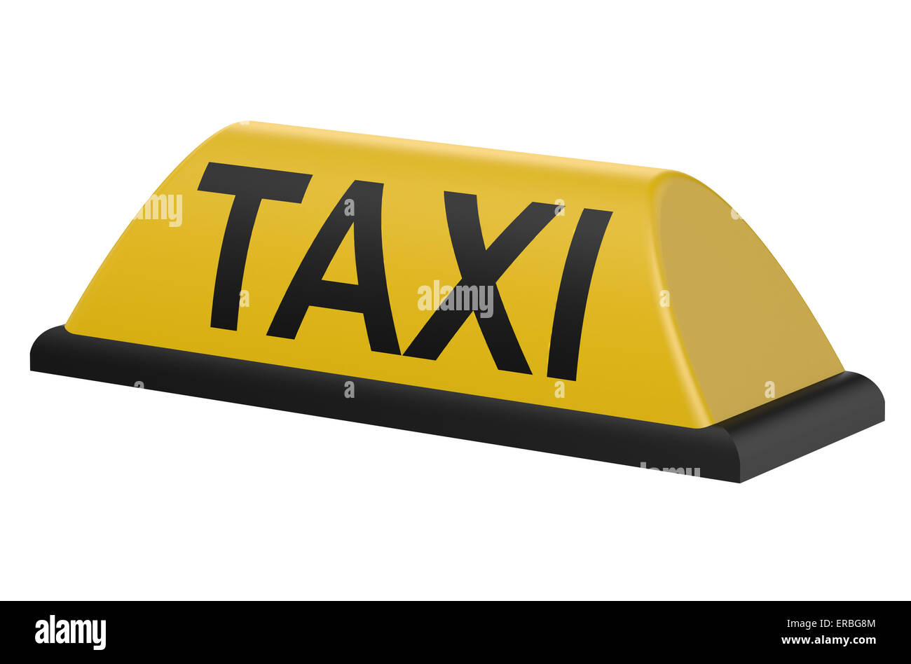 Yellow taxi sign isolated on white background Stock Photo