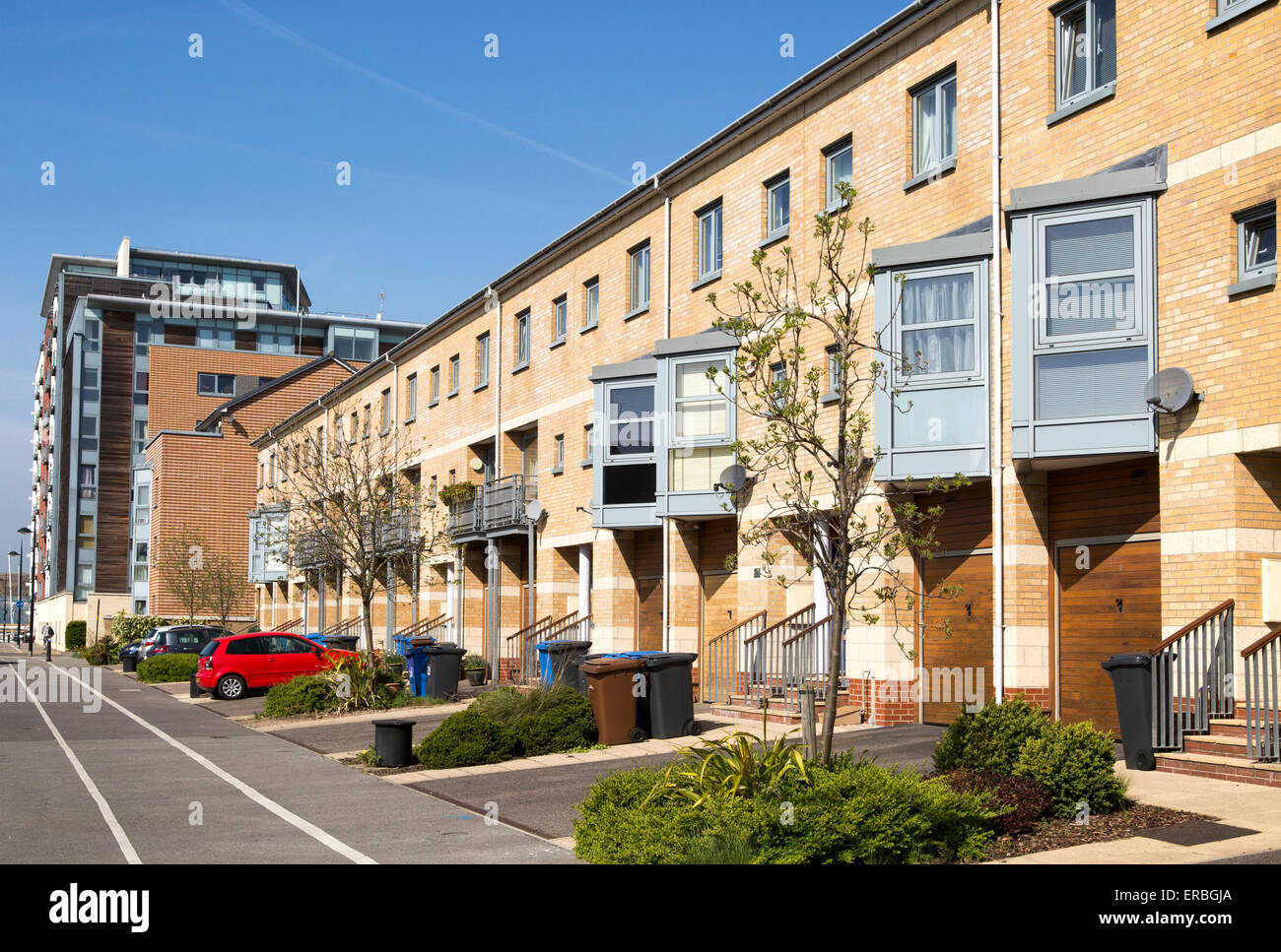 Modern maisonette housing in central Ipswich, Suffolk, England, UK Stock Photo