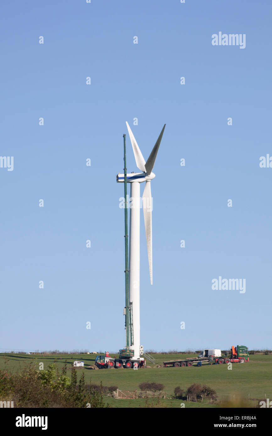 Erection of Wind Turbine Stock Photo