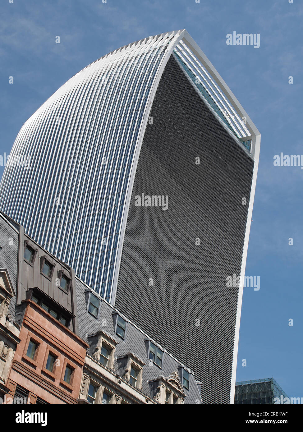 Low angle view looking up at 20 Fenchurch Street aka the Walkie Talkie building in London Stock Photo