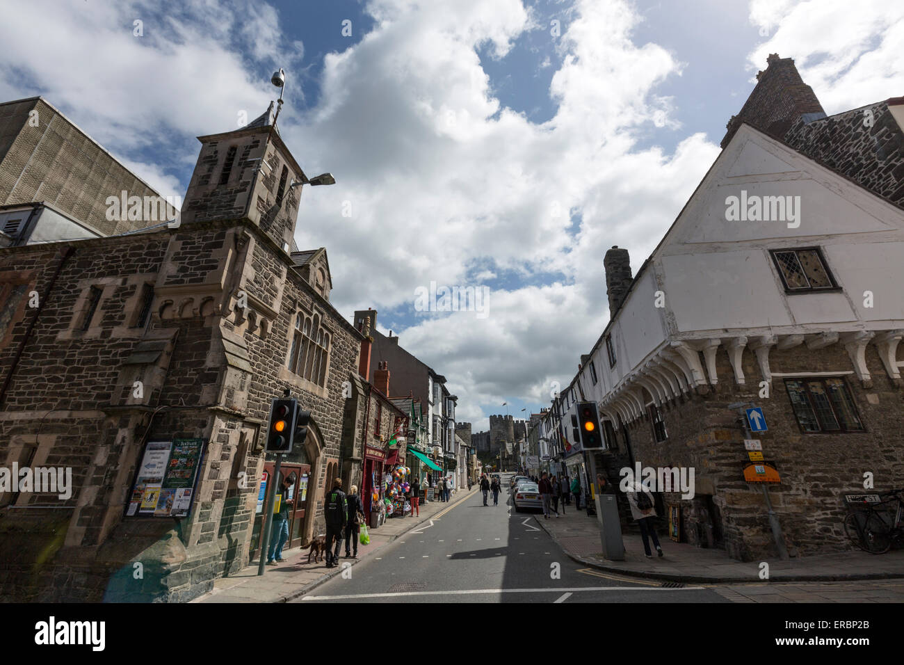 Conwy High Street Stock Photo