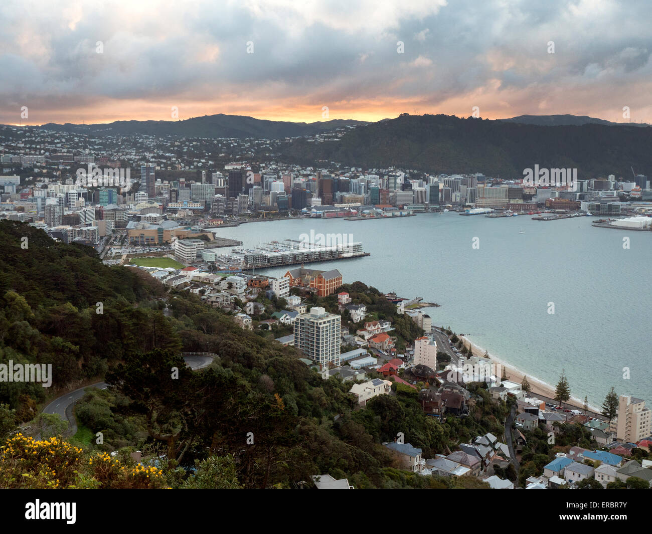 Wellington City, New Zealand on a stormy evening Stock Photo