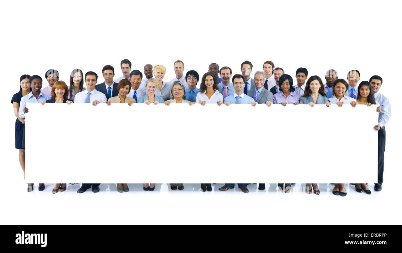 Large Group of Business People Holding Board Stock Photo - Alamy