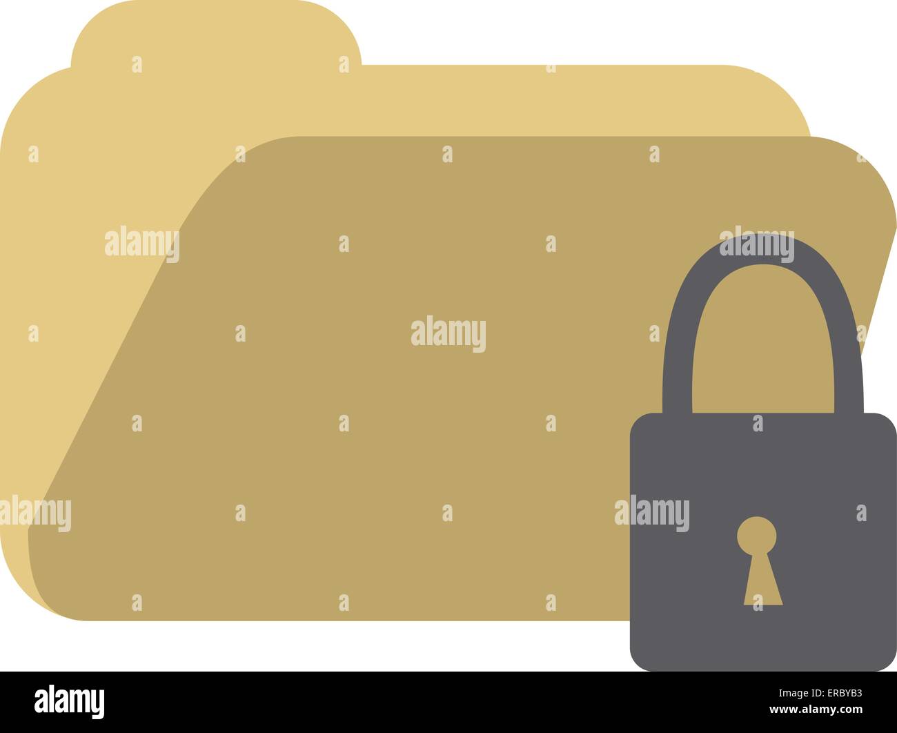 Vector illustration of an open folder with a lock. Document file Stock