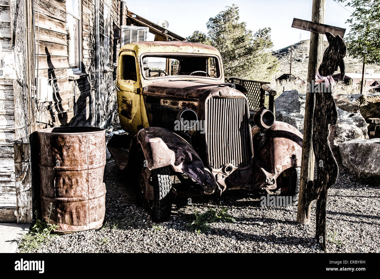 An old, non-working truck, Randsberg, California Stock Photo