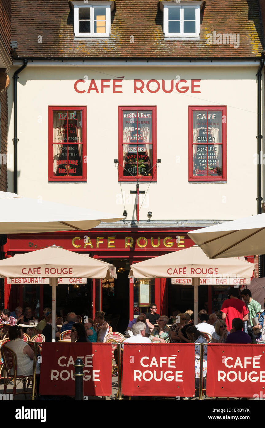 People eating outside at the Cafe Rouge restaurant in Canterbury Kent Stock  Photo - Alamy