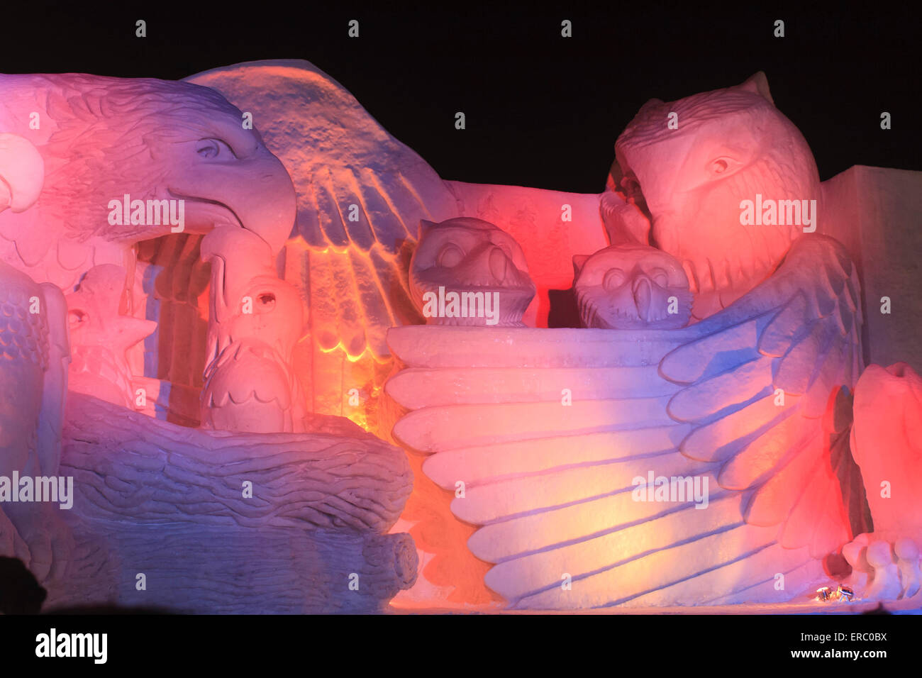 Giant snow sculptures are the main attraction of the annual Snow