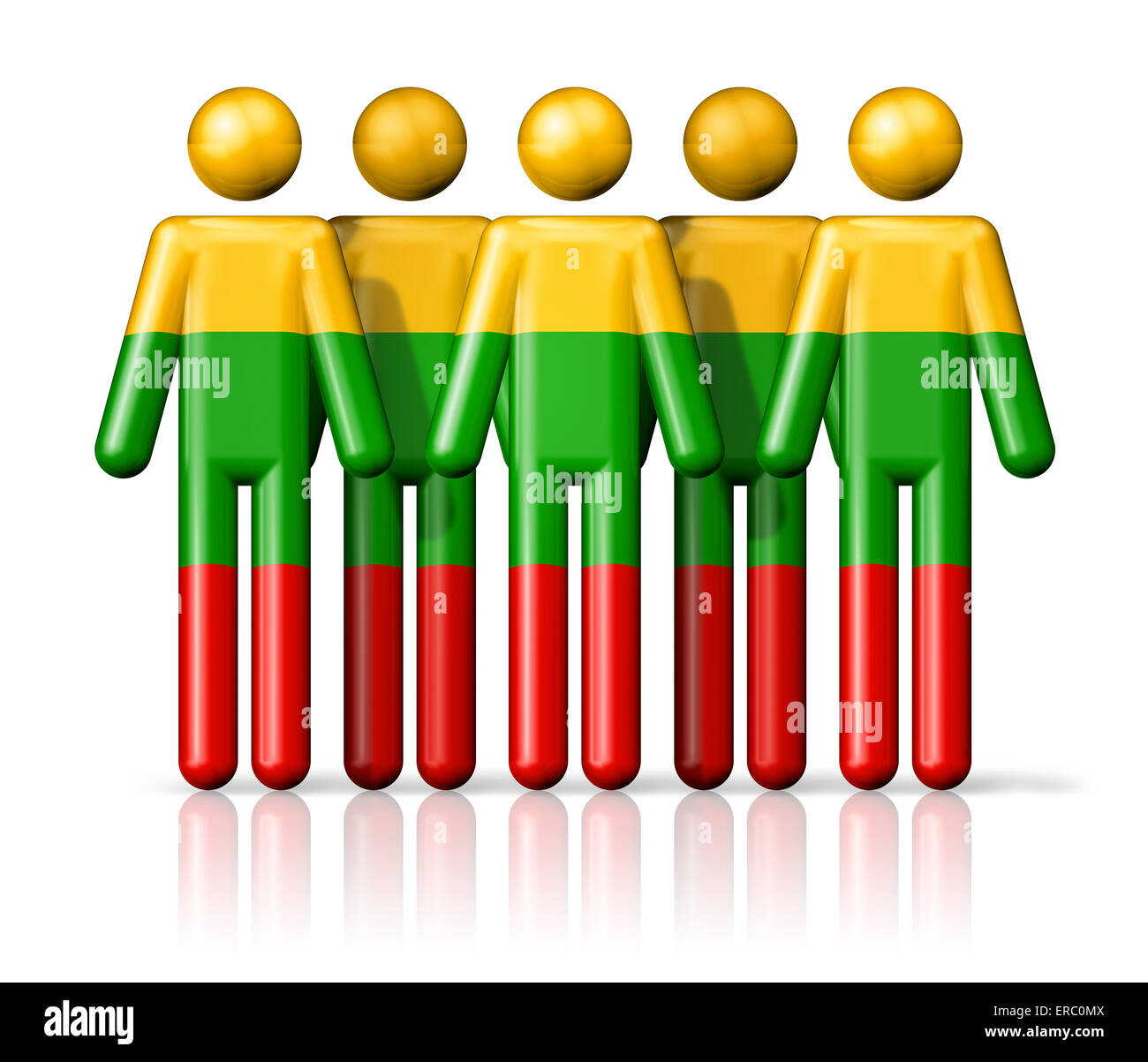 Flag of Lithuania on stick figure - national and social community symbol 3D icon Stock Photo