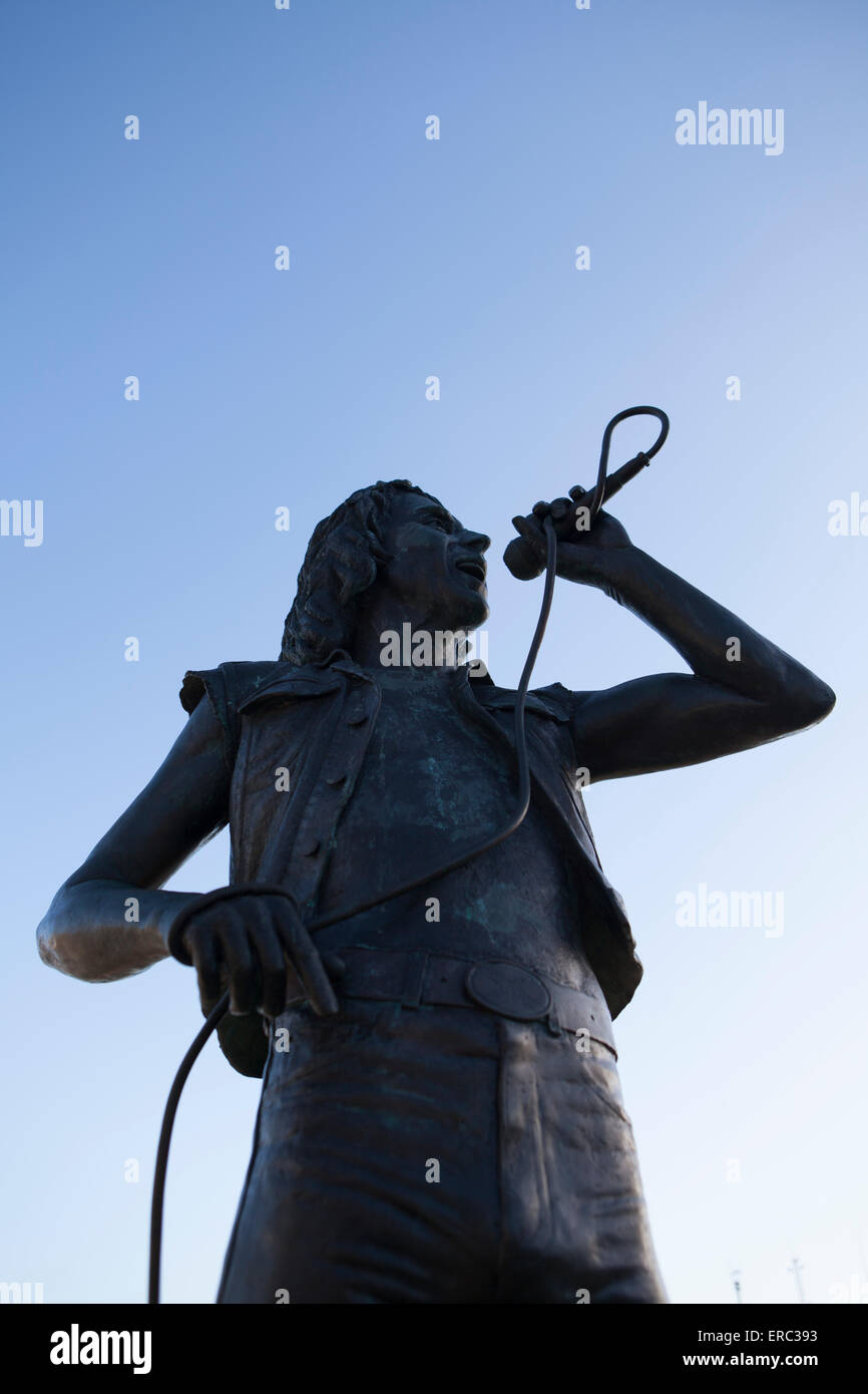 Bronze statue to the former frontman of heavy metal band ACDC, Bon ...