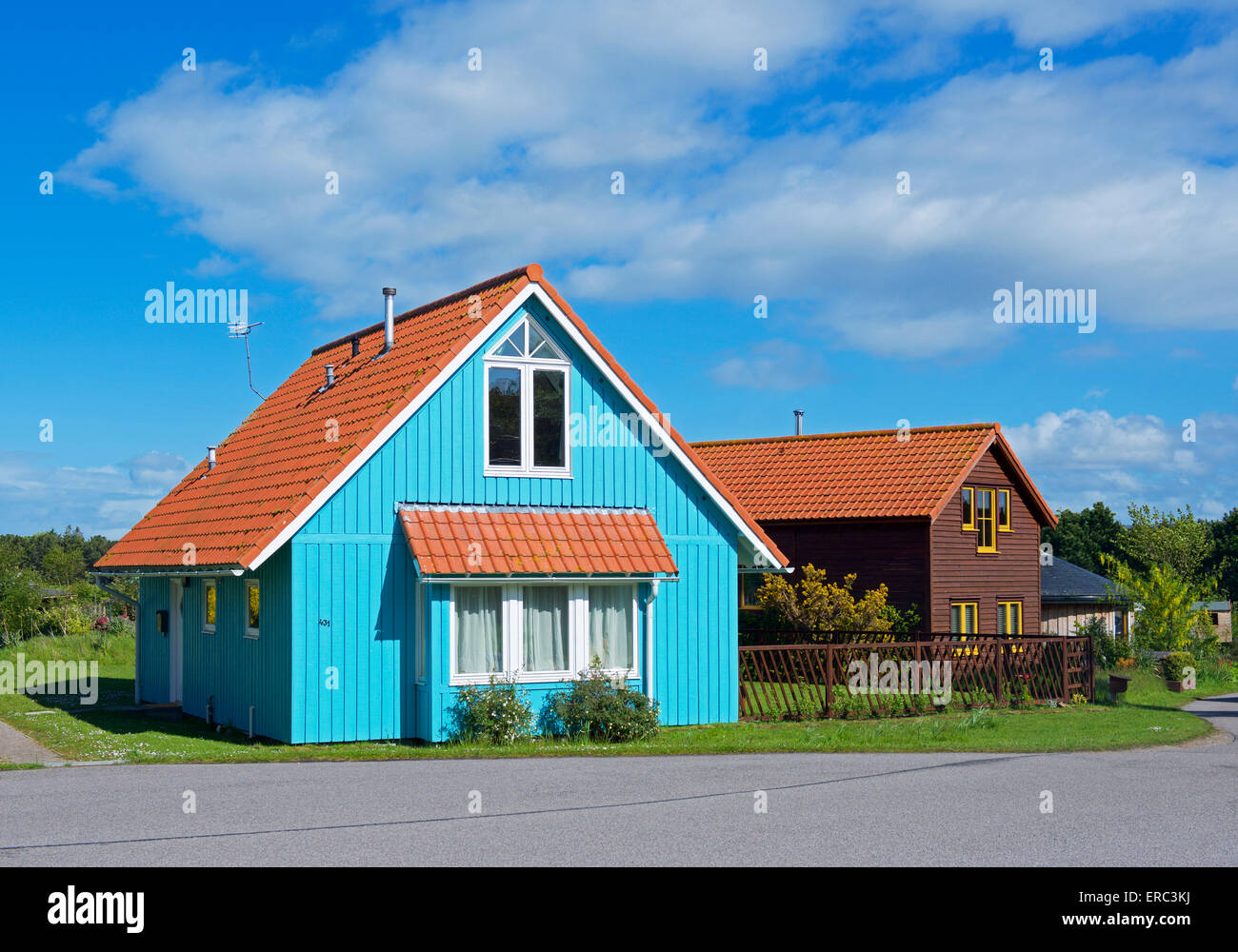 Houses in ecovillage, Findhorn Foundation, Moray, Scotland UK Stock