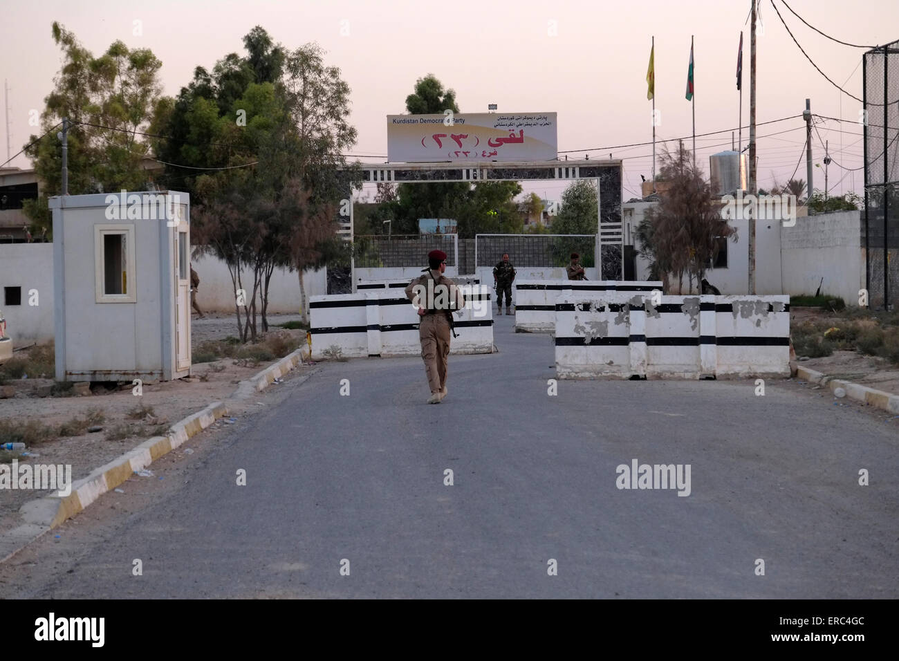 Entrance to a Kurdish Peshmerga military base in the city of Makhmur