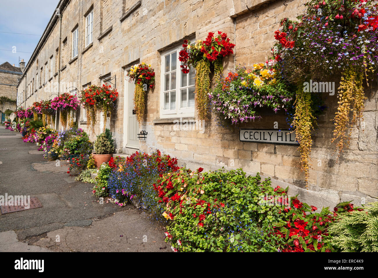 Garden flower display, Cirencester; Cecily Street; Gloucestershire; UK; England Stock Photo