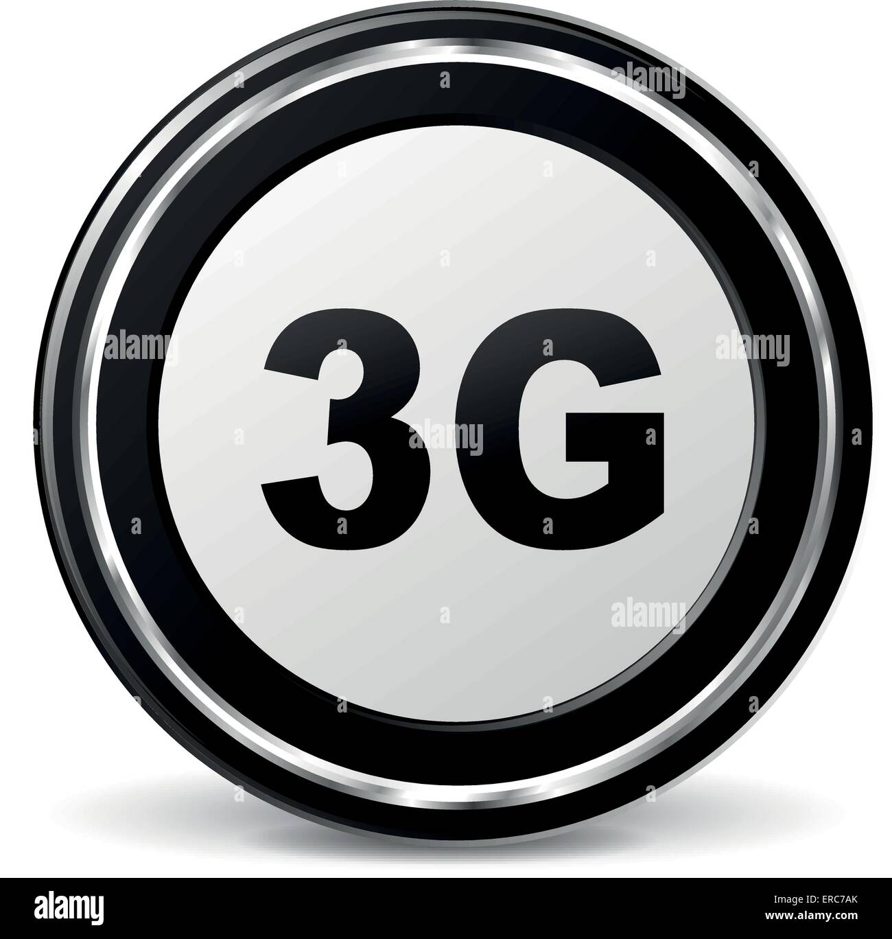 Vector illustration of black and chrome 3g icon Stock Vector