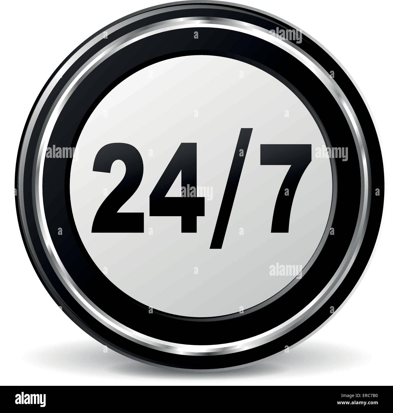 Vector illustration of black and chrome 24 icon Stock Vector Image ...