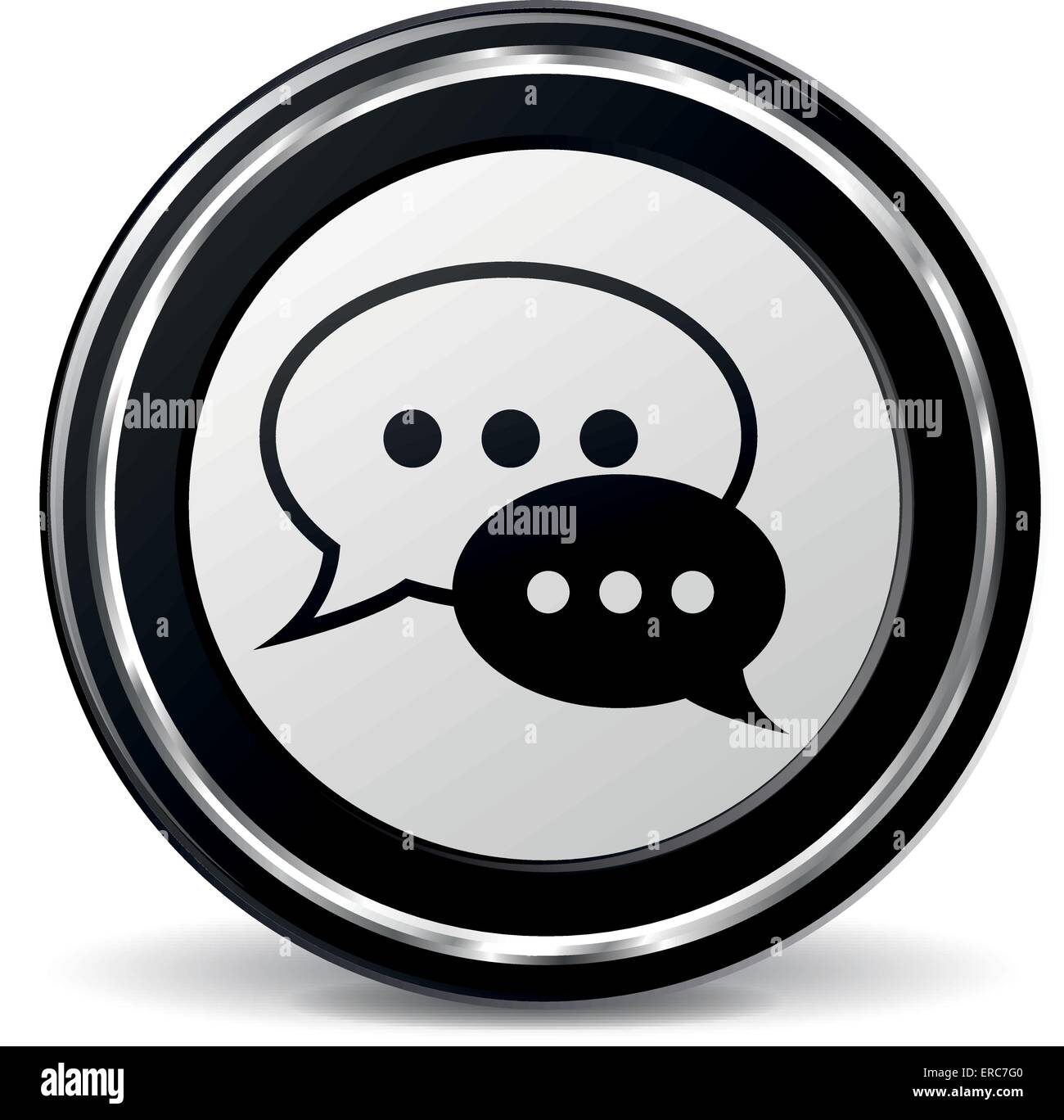 Vector illustration of black and chrome chat icon Stock Vector