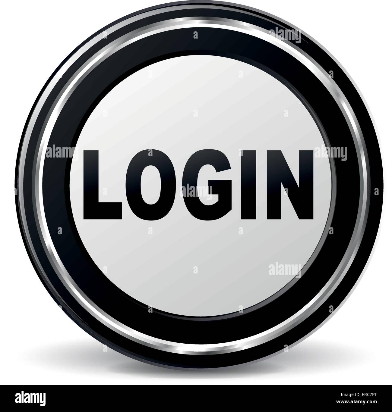 Vector illustration of black and chrome login icon Stock Vector