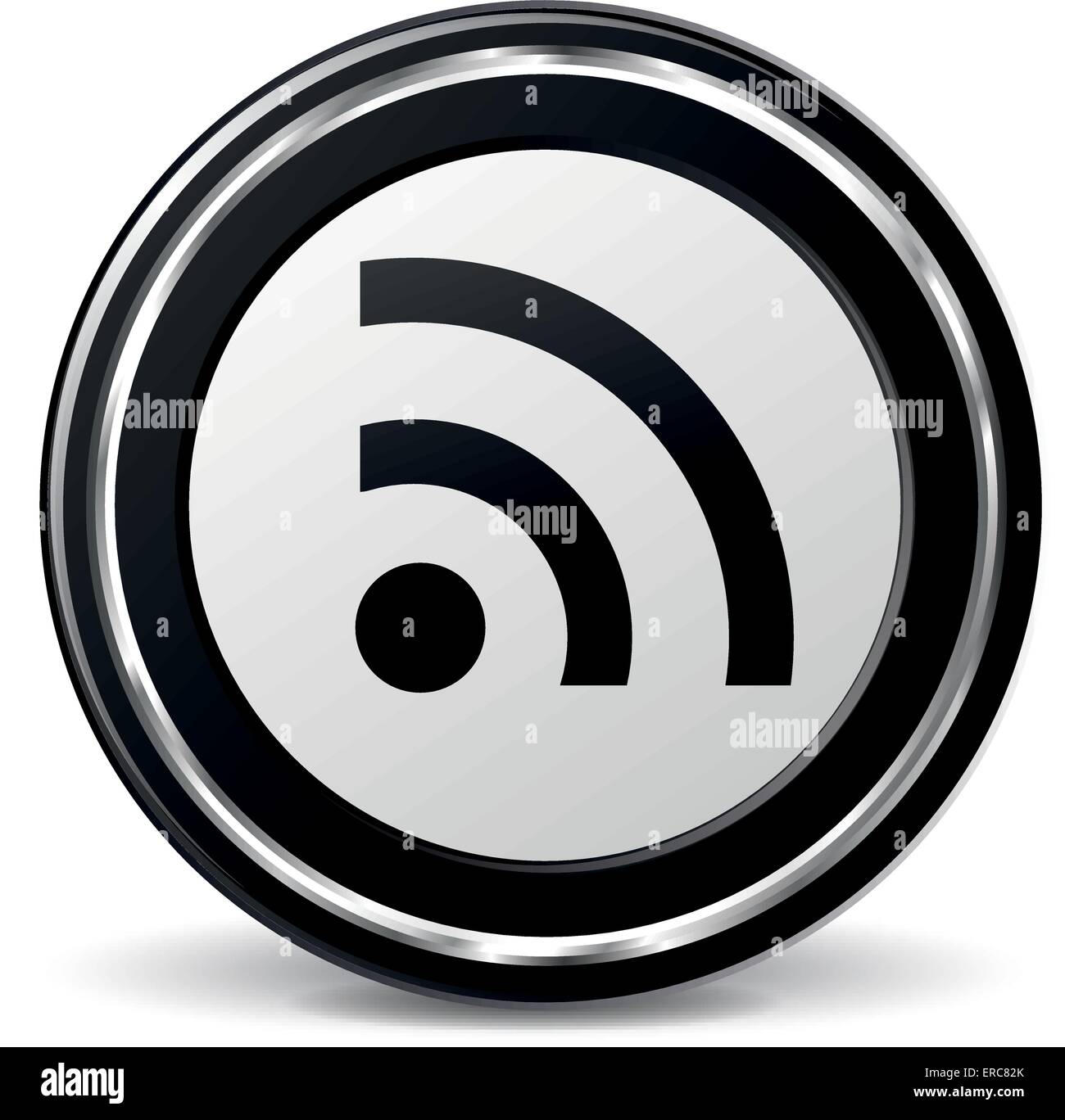 Vector illustration of black and chrome wifi icon Stock Vector