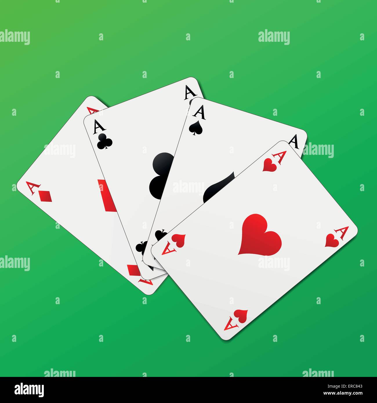 Vector illustration of casino cards on green background Stock Vector