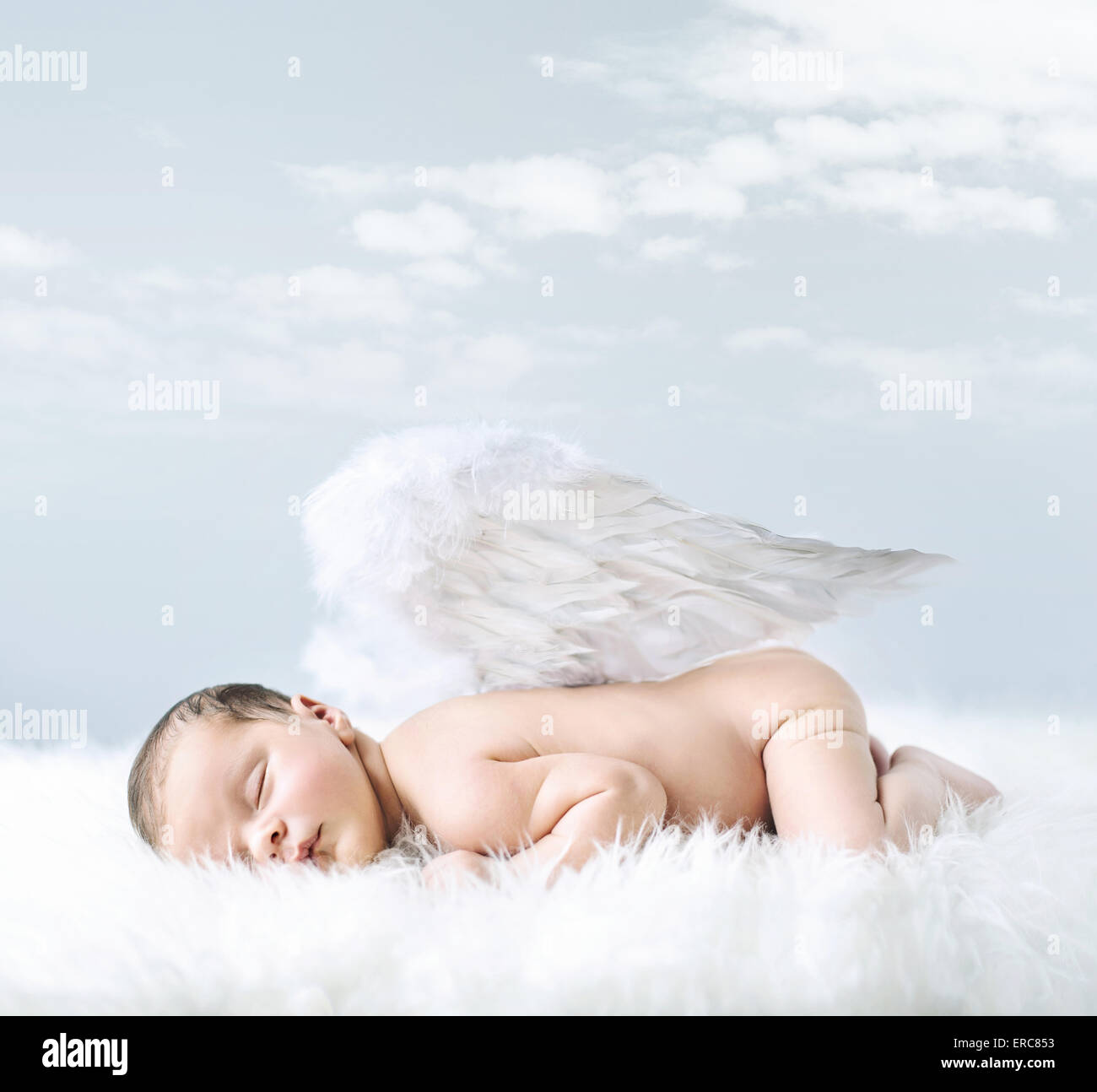 Portrait of a little baby as an innocent angel Stock Photo