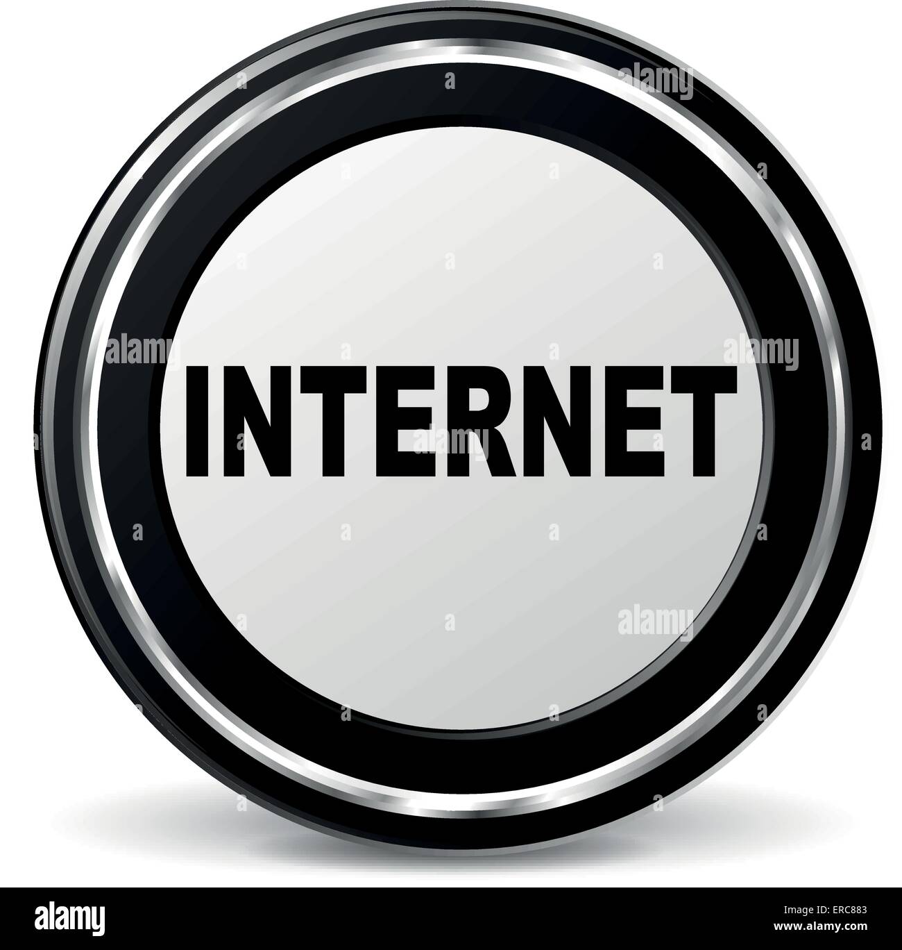 Vector illustration of black and chrome internet icon Stock Vector