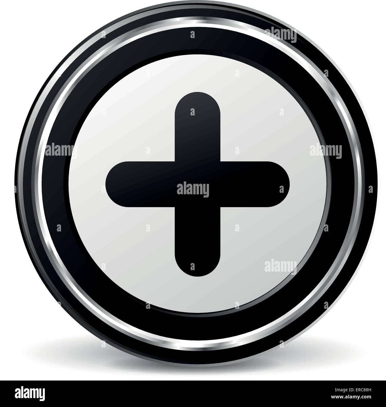 Vector illustration of black and chrome plus icon Stock Vector Image ...