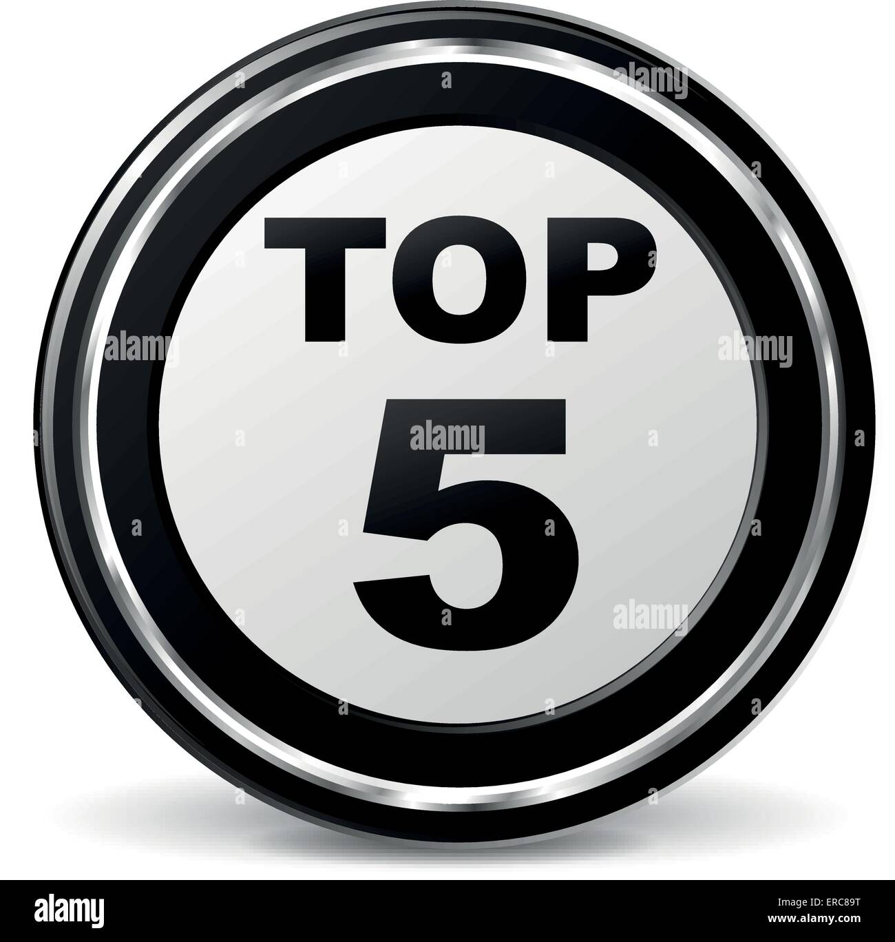 Vector illustration of black and chrome top five icon Stock Vector