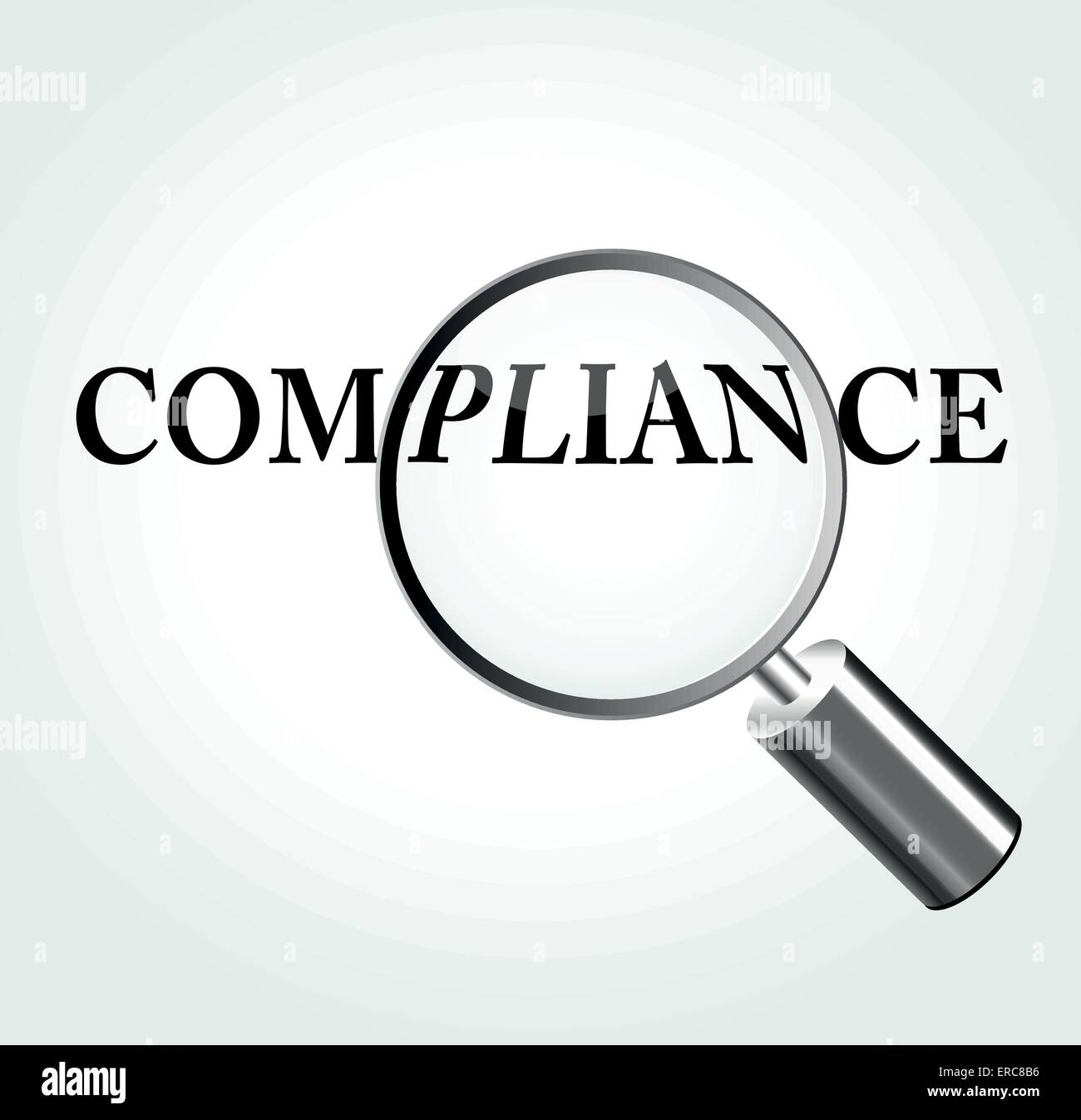 Vector illustration of compliance concept with magnifying Stock Vector