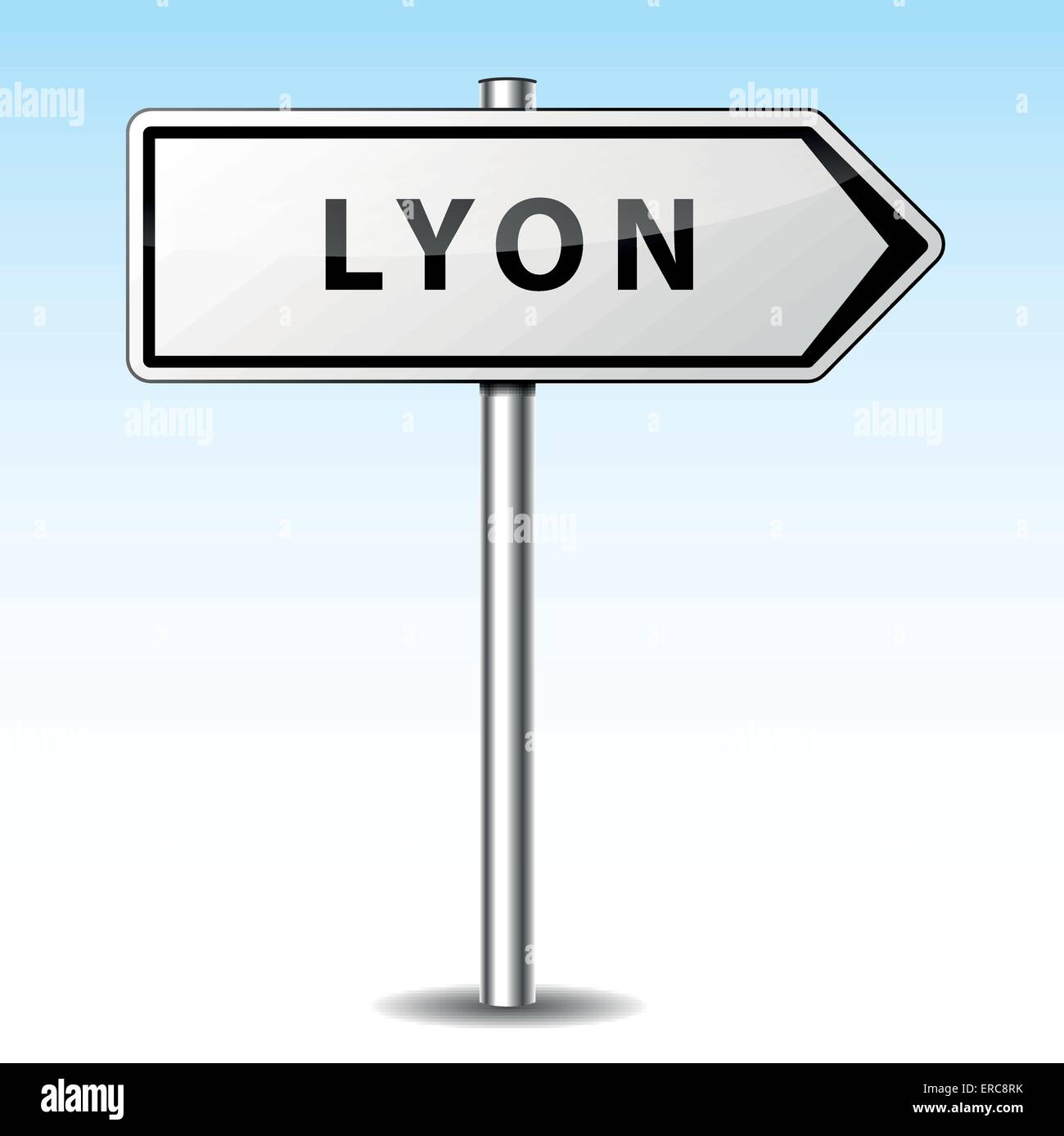 Vector illustration of lyon directional sign on sky background Stock Vector