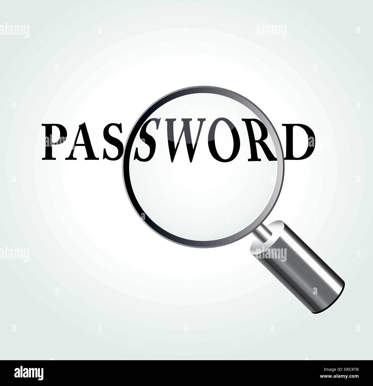 Vector illustration of password concept with magnifying Stock Vector