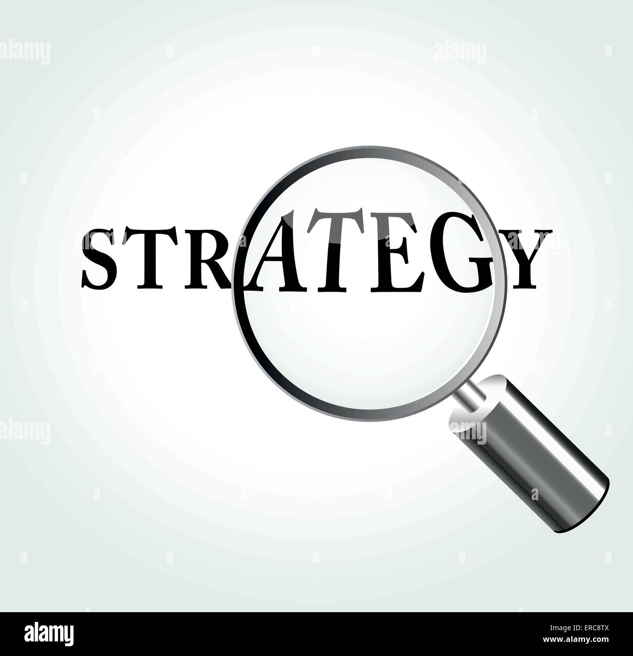 Vector illustration of strategy concept with magnifying Stock Vector
