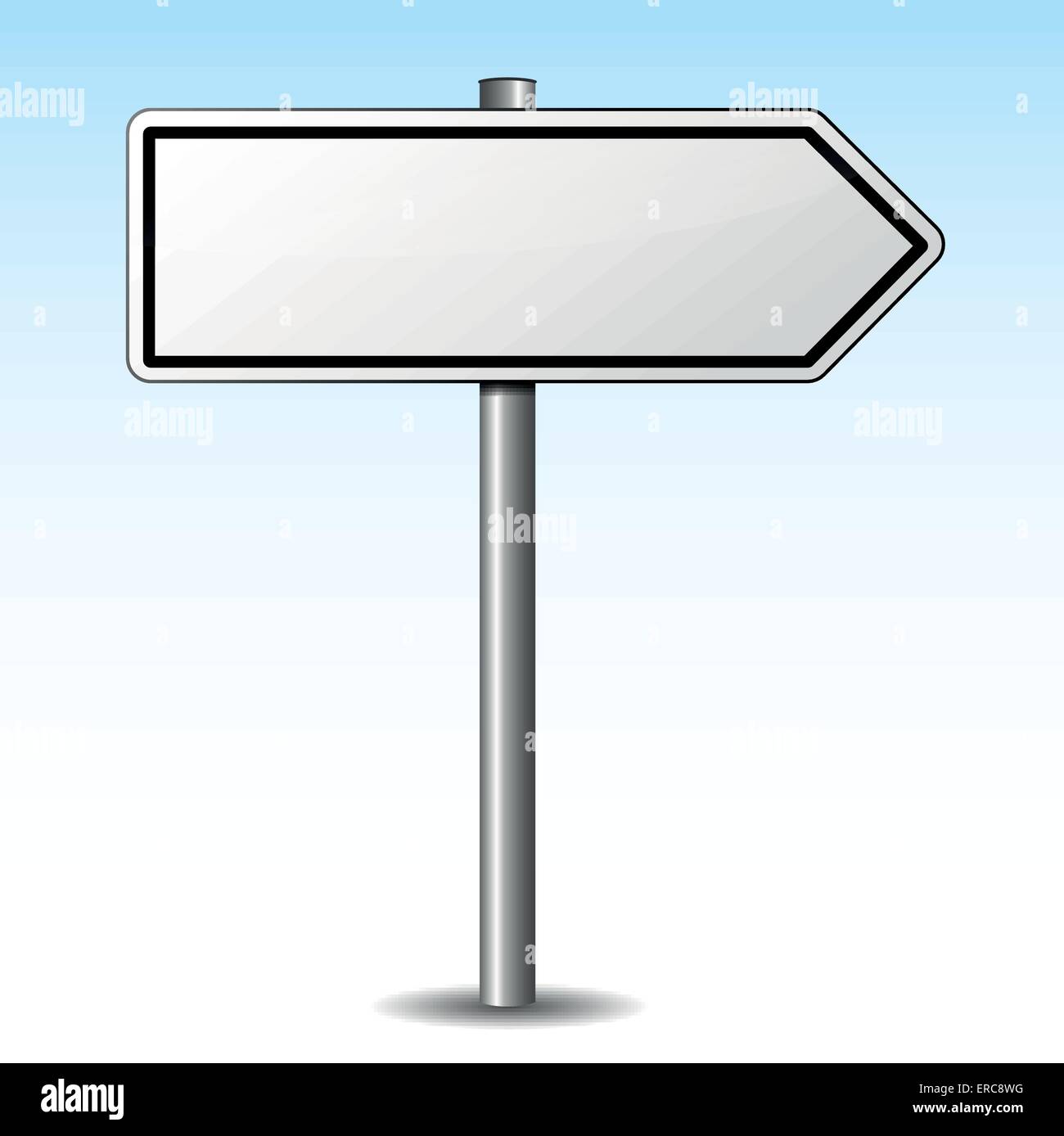 Vector illustration of white directional sign on sky background Stock Vector