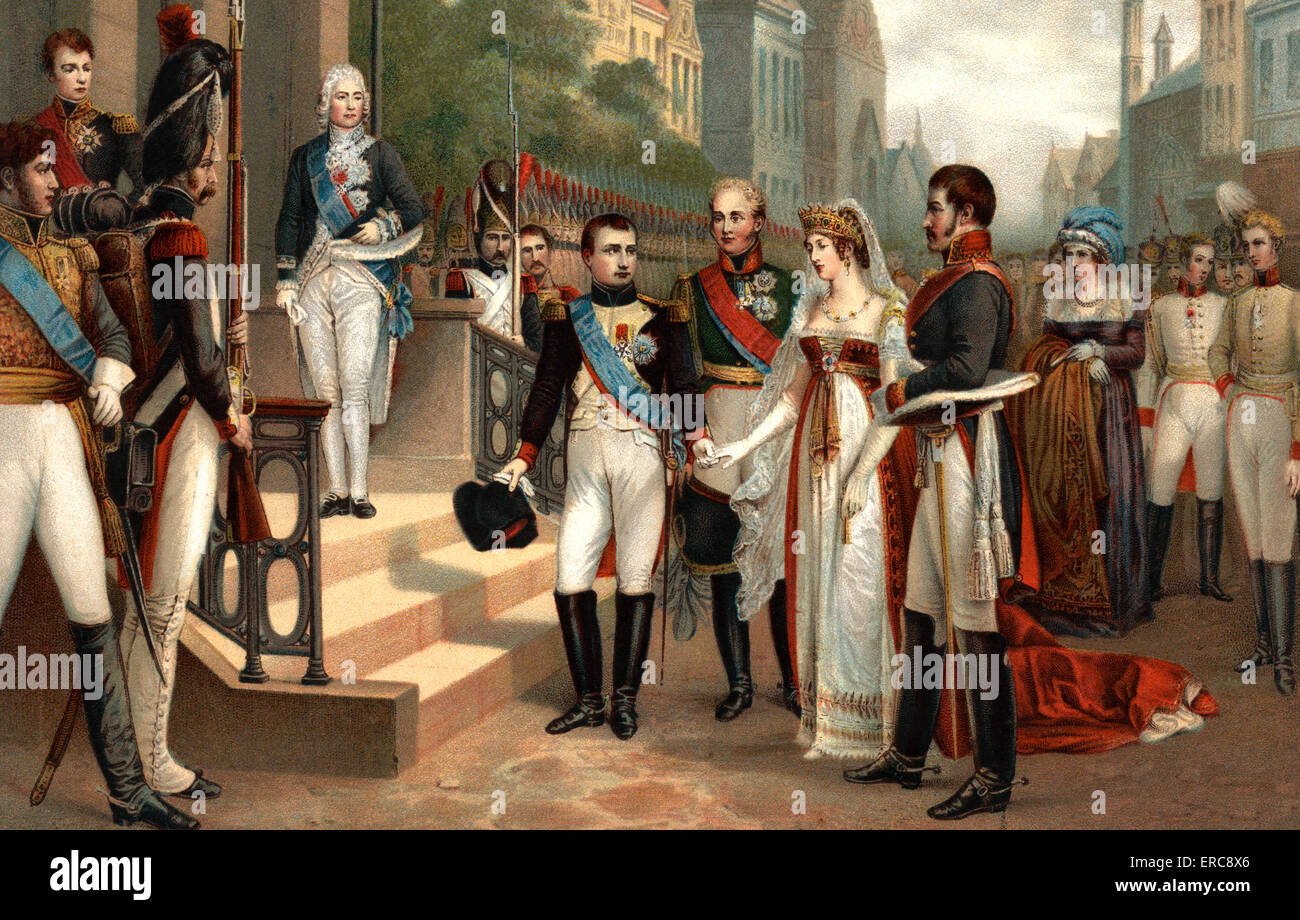 JULY 6 1807 NAPOLEON I RECEIVING QUEEN LUISE OF PRUSSIA AT TILSIT BY NICOLAS GOSSE Stock Photo
