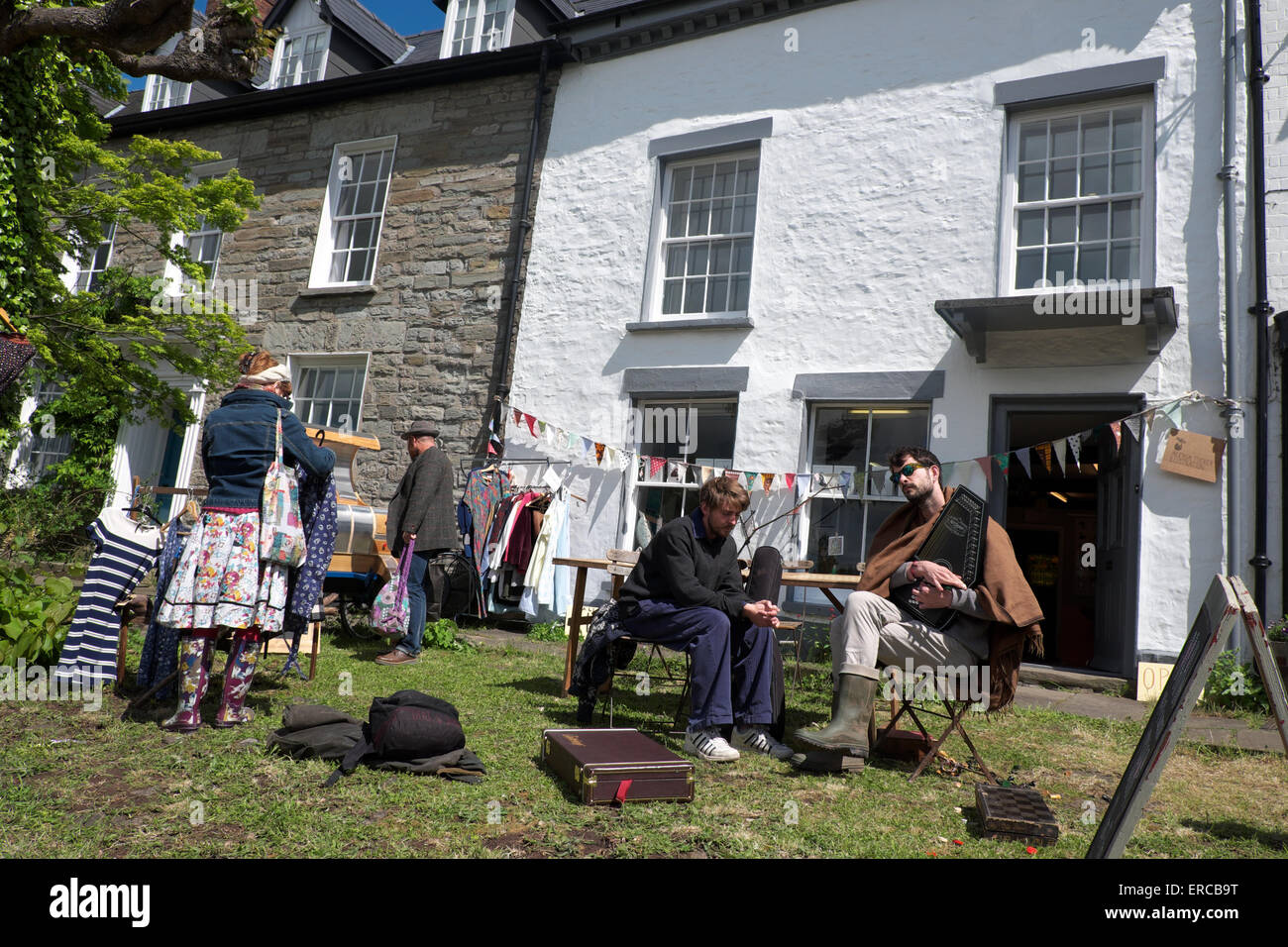 Hay On Wye Wales a pop up shop selling clothes during the Hay Festival  season May 2015 Stock Photo - Alamy