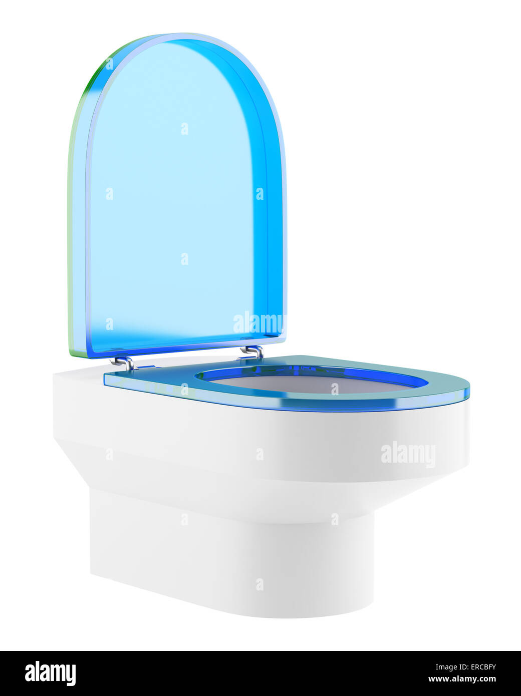 single modern toilet bowl with blue cover isolated on white background ...