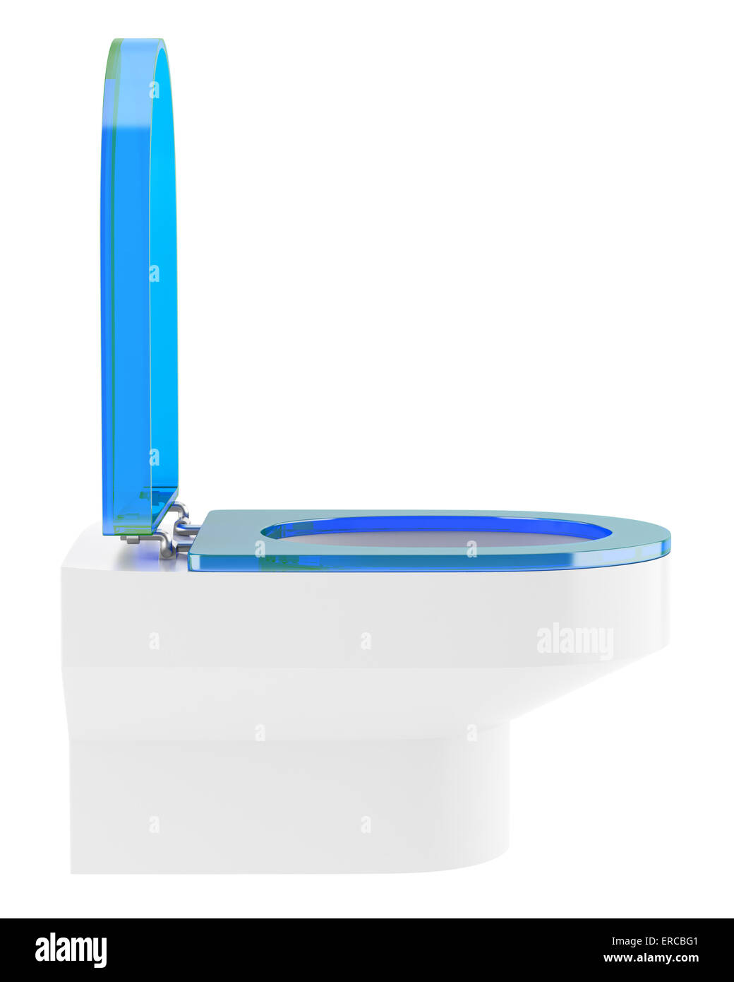 single modern toilet bowl with blue cover isolated on white background ...