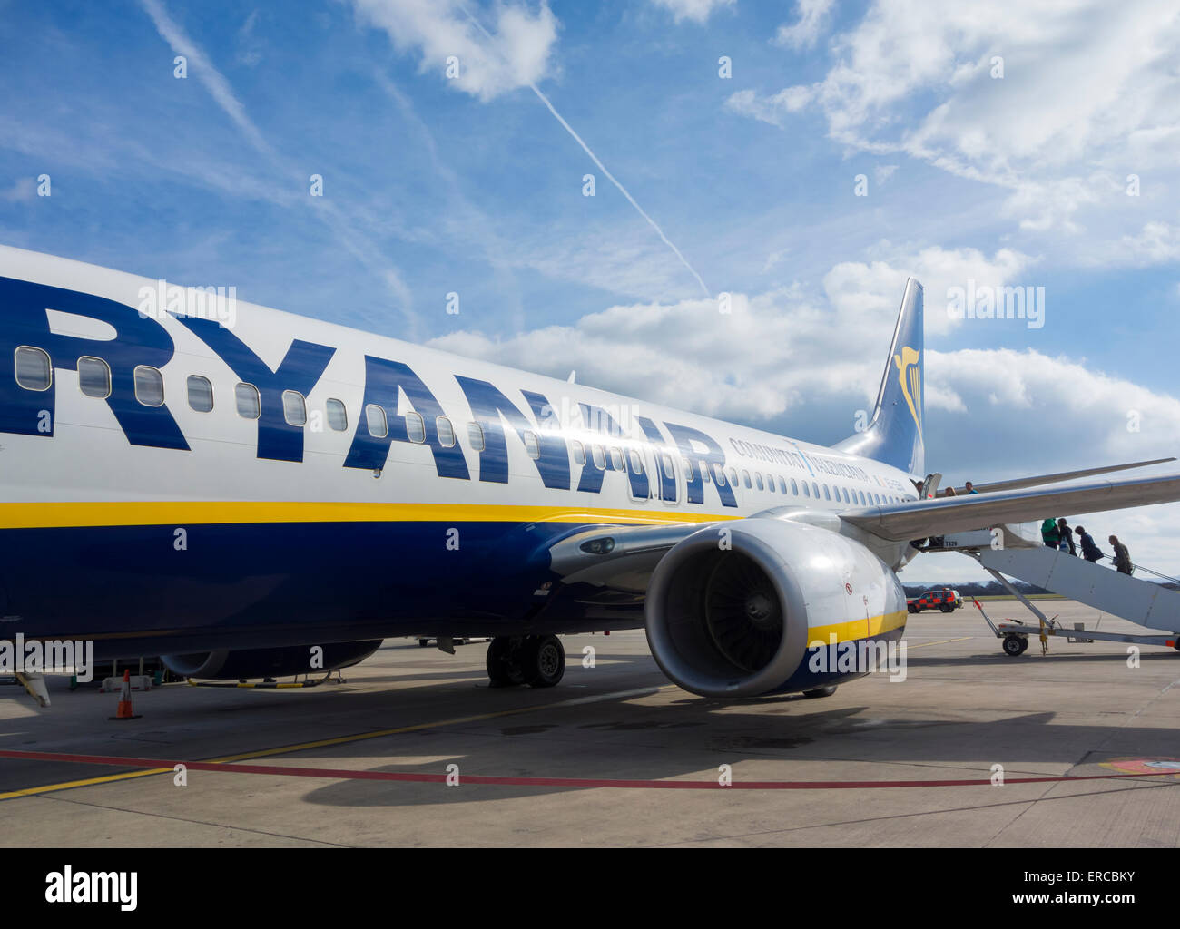 Passengers Boarding Ryanair Plane From Rear Door At