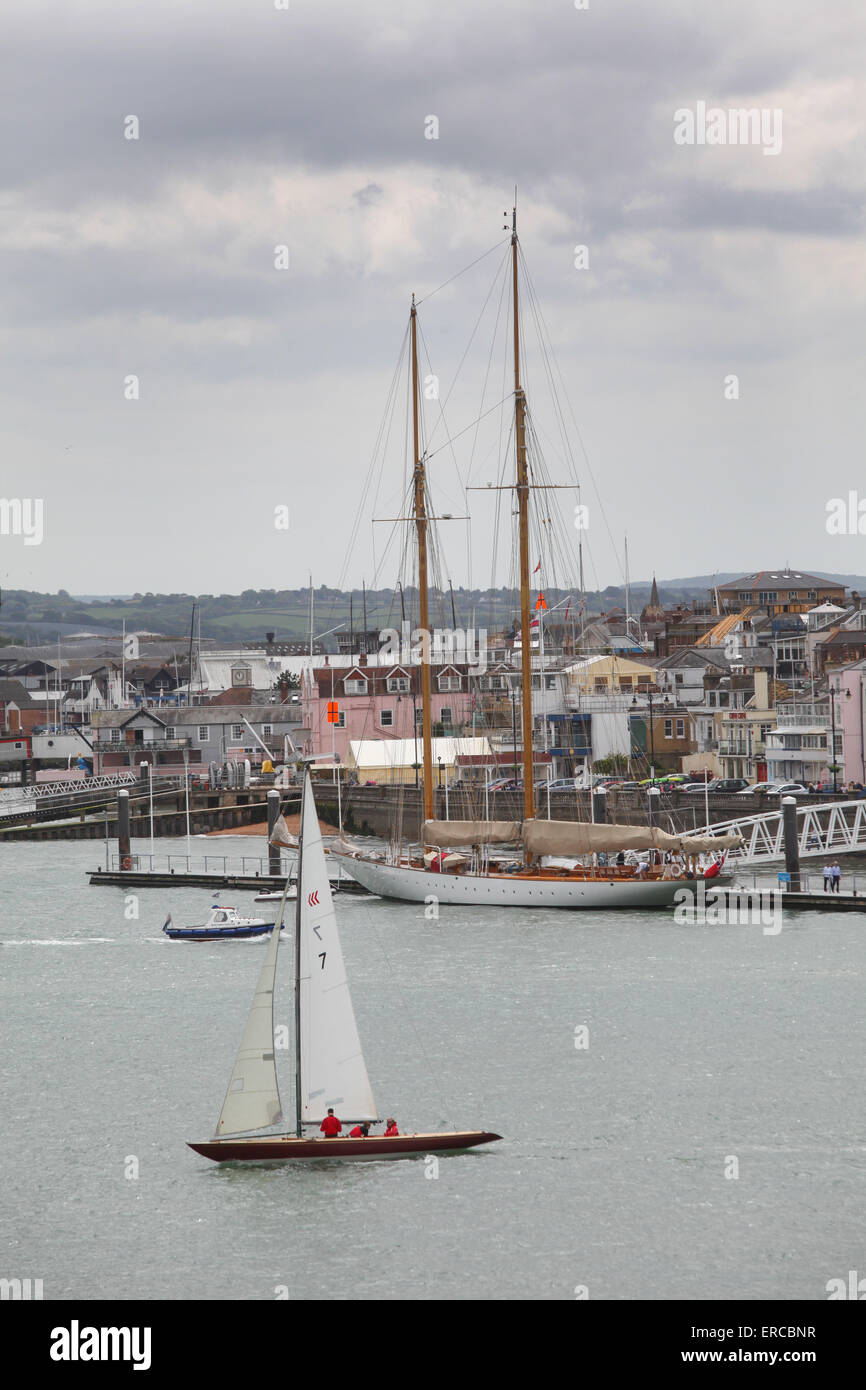 View of West Cowes on the Isle of Wight from the Medina River Stock Photo