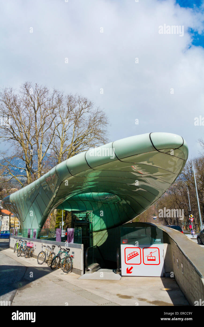 Hungerburg funicular, Congress station, design by Zaha Hadid, Innsbruck, Inn Valley, Tyrol, Austria Stock Photo