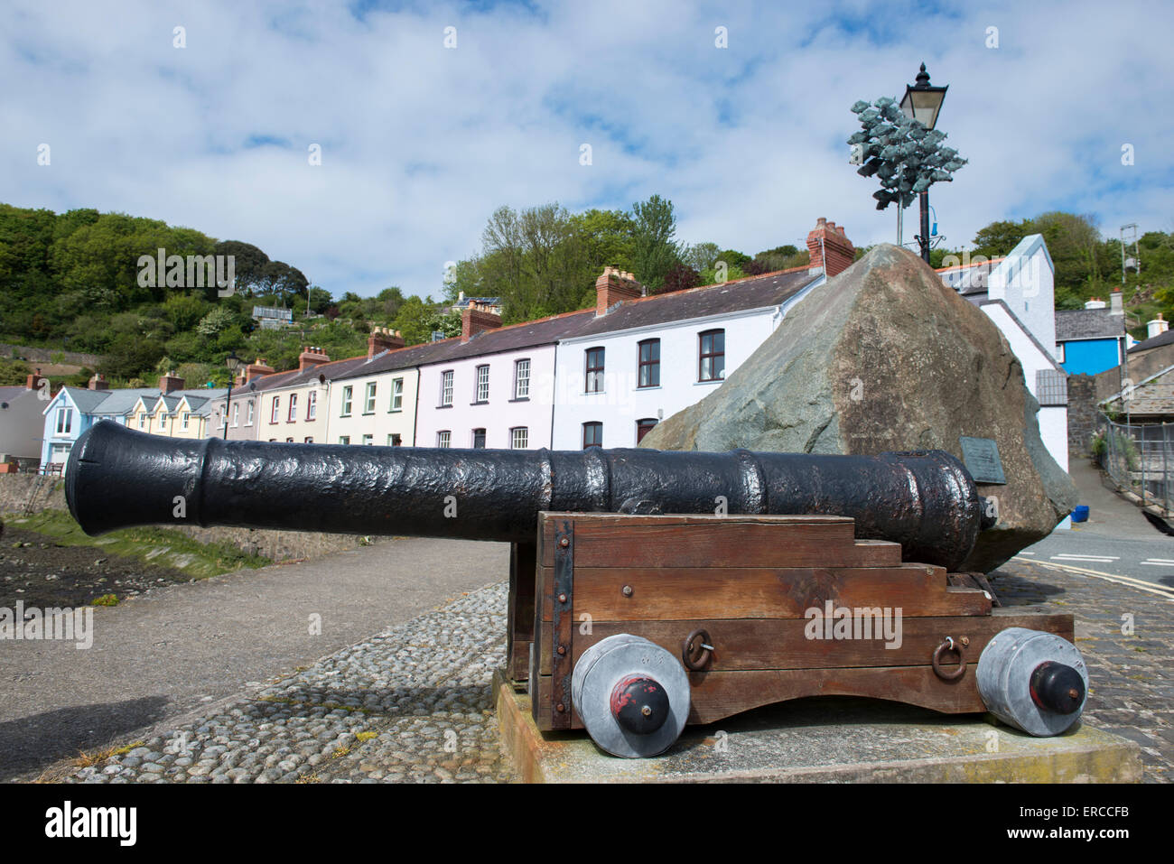 A canon in Lower Fishguard, Pembrokeshire Wales Stock Photo