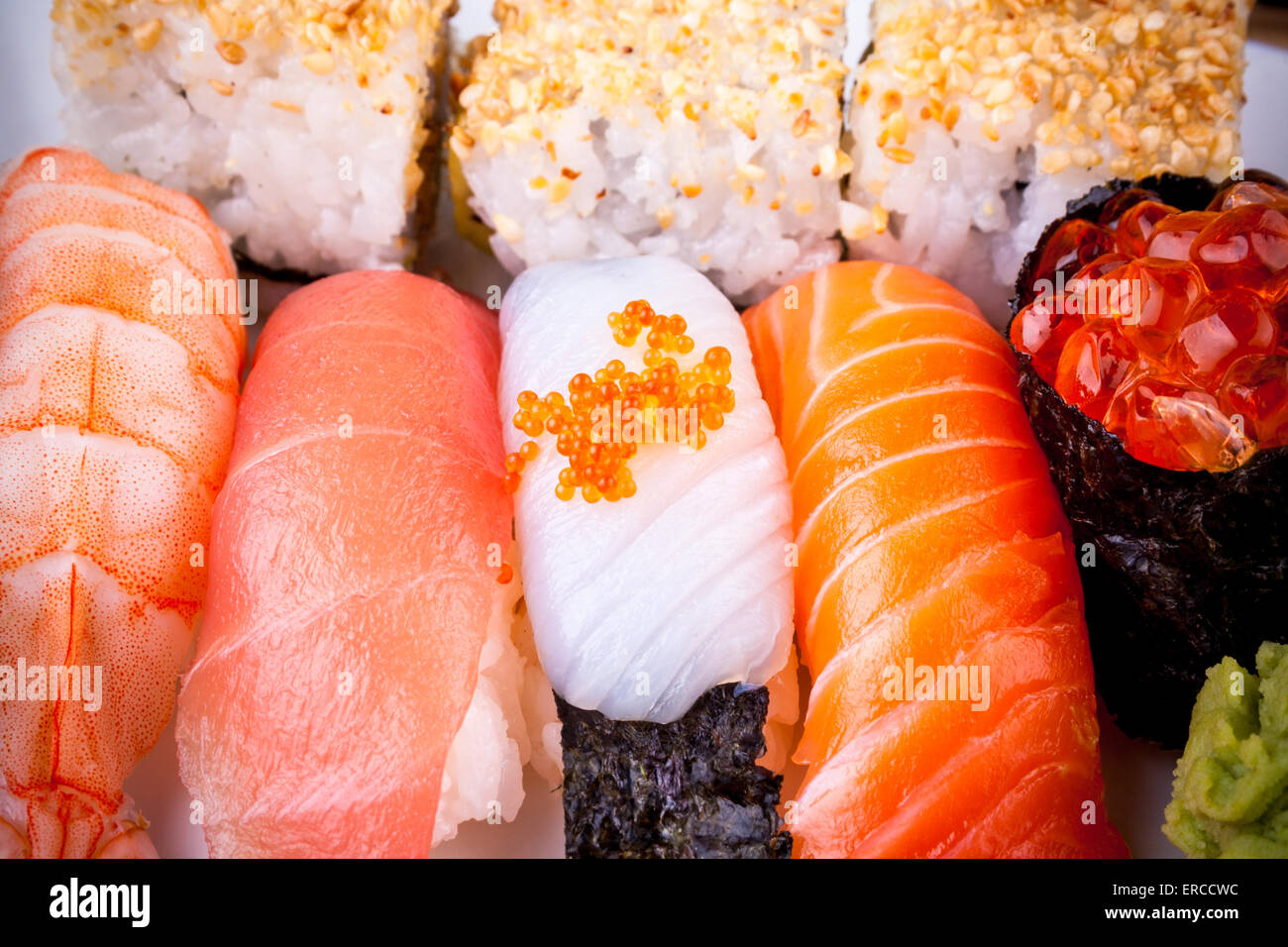 Sushi king aburi spicy salmon nigiri Aburi