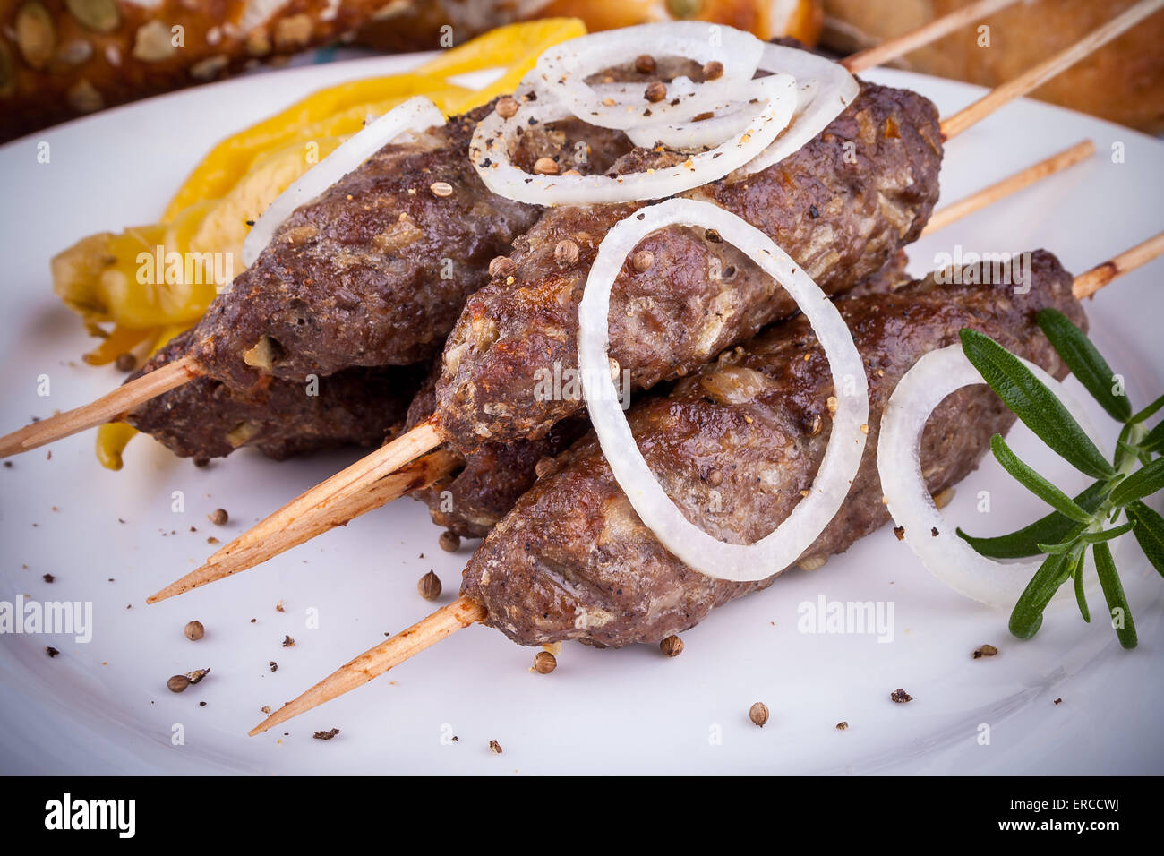 Shashlik Or Shashlyk (meaning Skewered Meat) Was Originally Made Of Lamb.  Stock Photo, Picture and Royalty Free Image. Image 88128379.