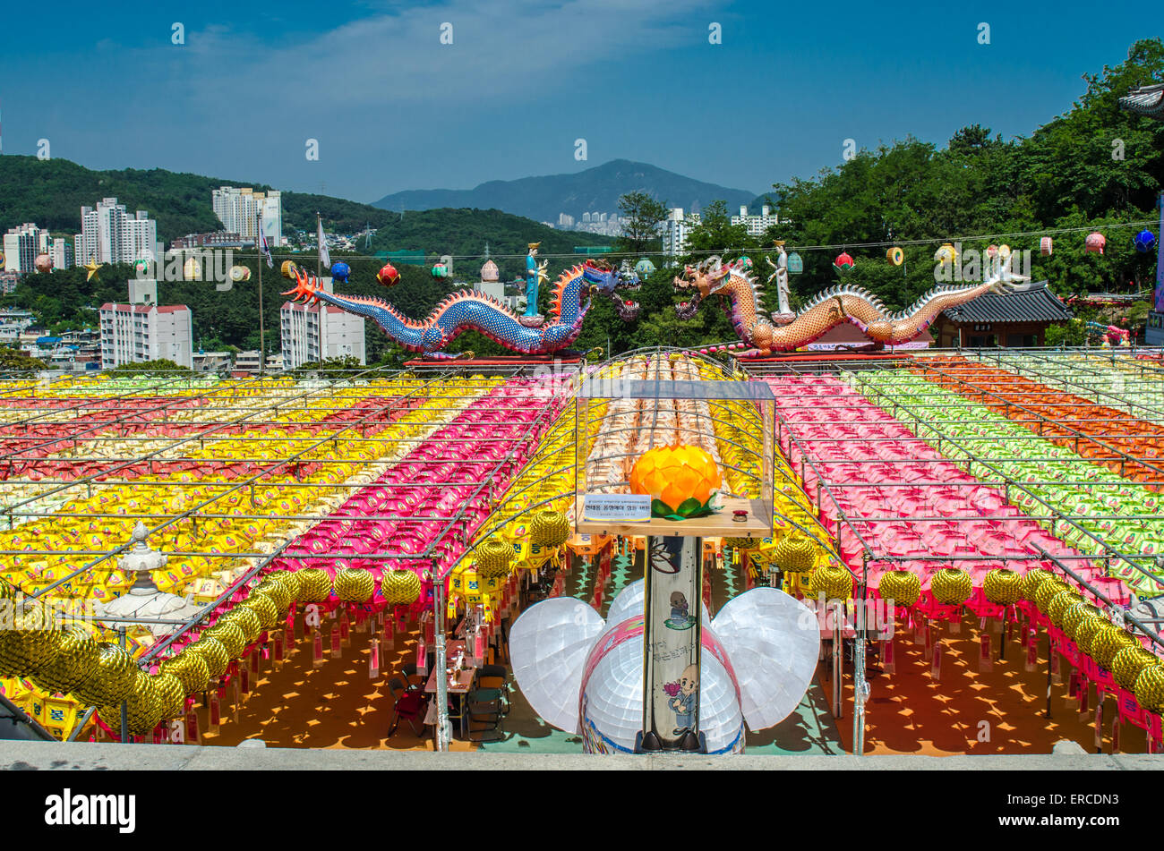 Samgwangsa - Busan - South Korea, the largest Lotus Lantern festival ( Buddhist) in Korea. 10,000 or more lanterns, Stock Photo