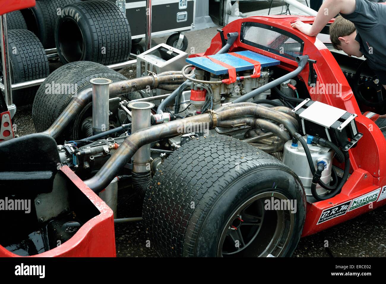 Racing car engine exposed at Brands Hatch Historic masters classic car