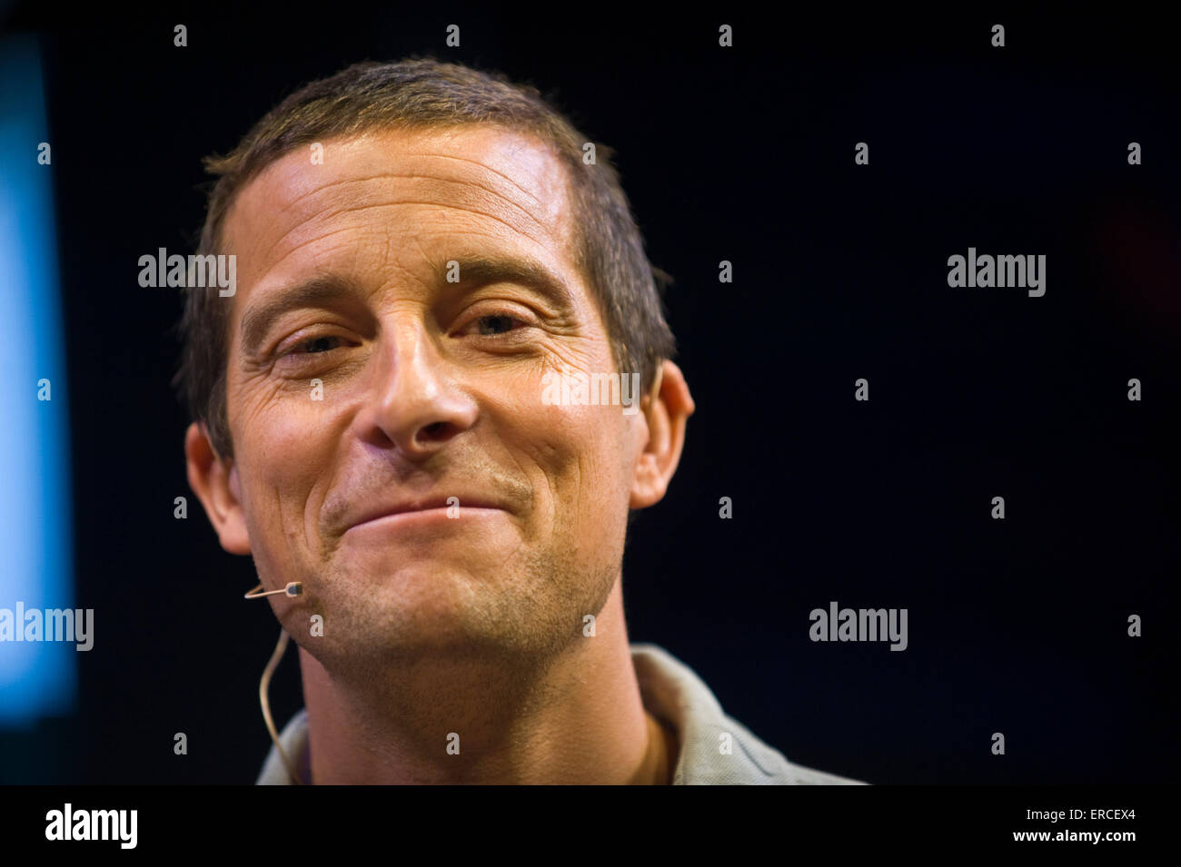 Bear Grylls author & adventurer speaking on stage at Hay Festival 2015 Stock Photo